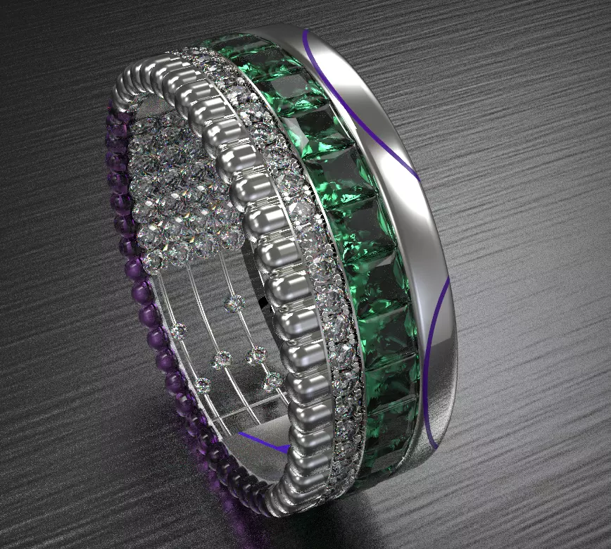 Rings Beautiful Emerald Amethyst And Sapphire 3D Models 3D print model