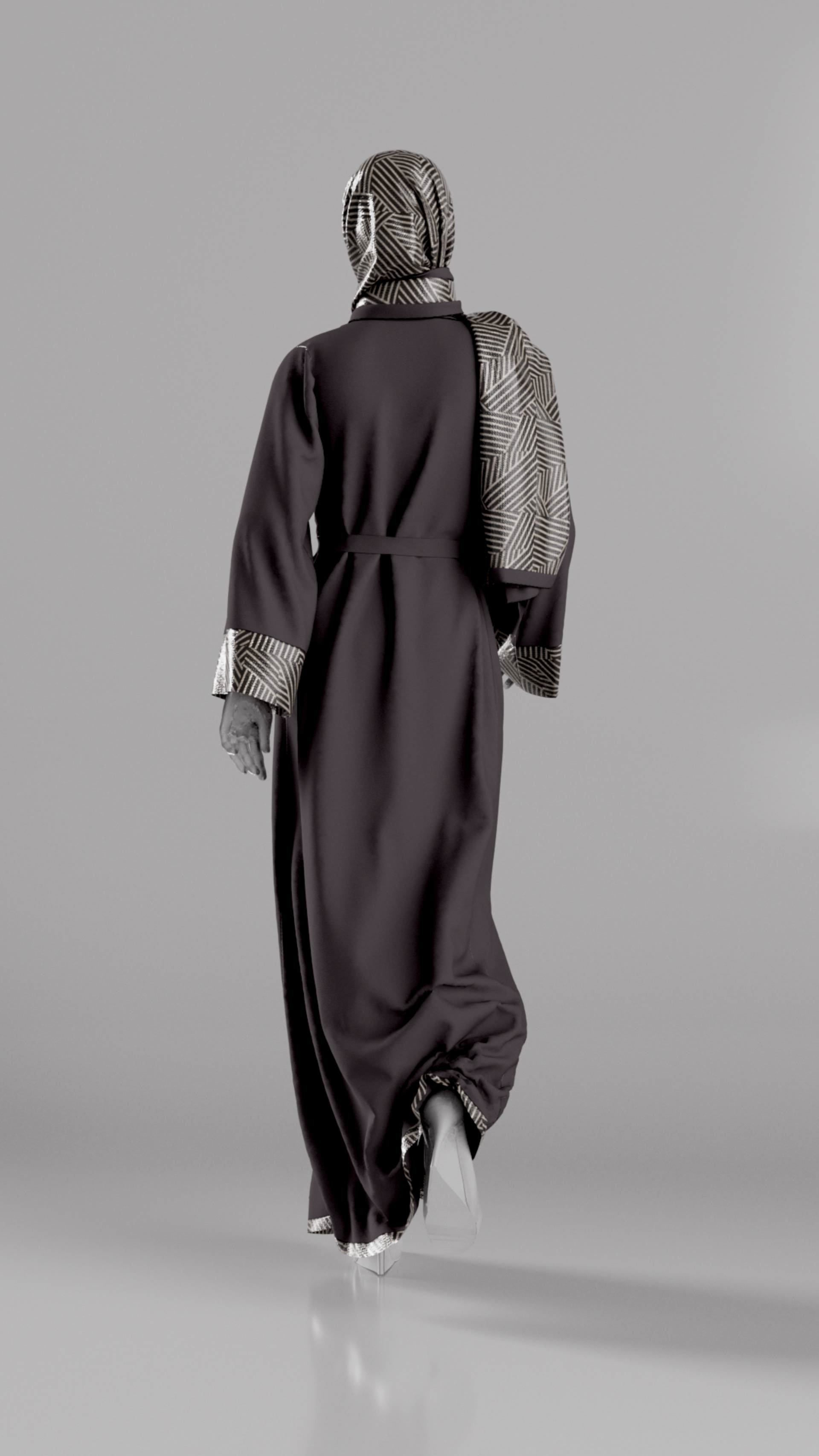 Abaya With Hijab Walk Cycle 3D model_6