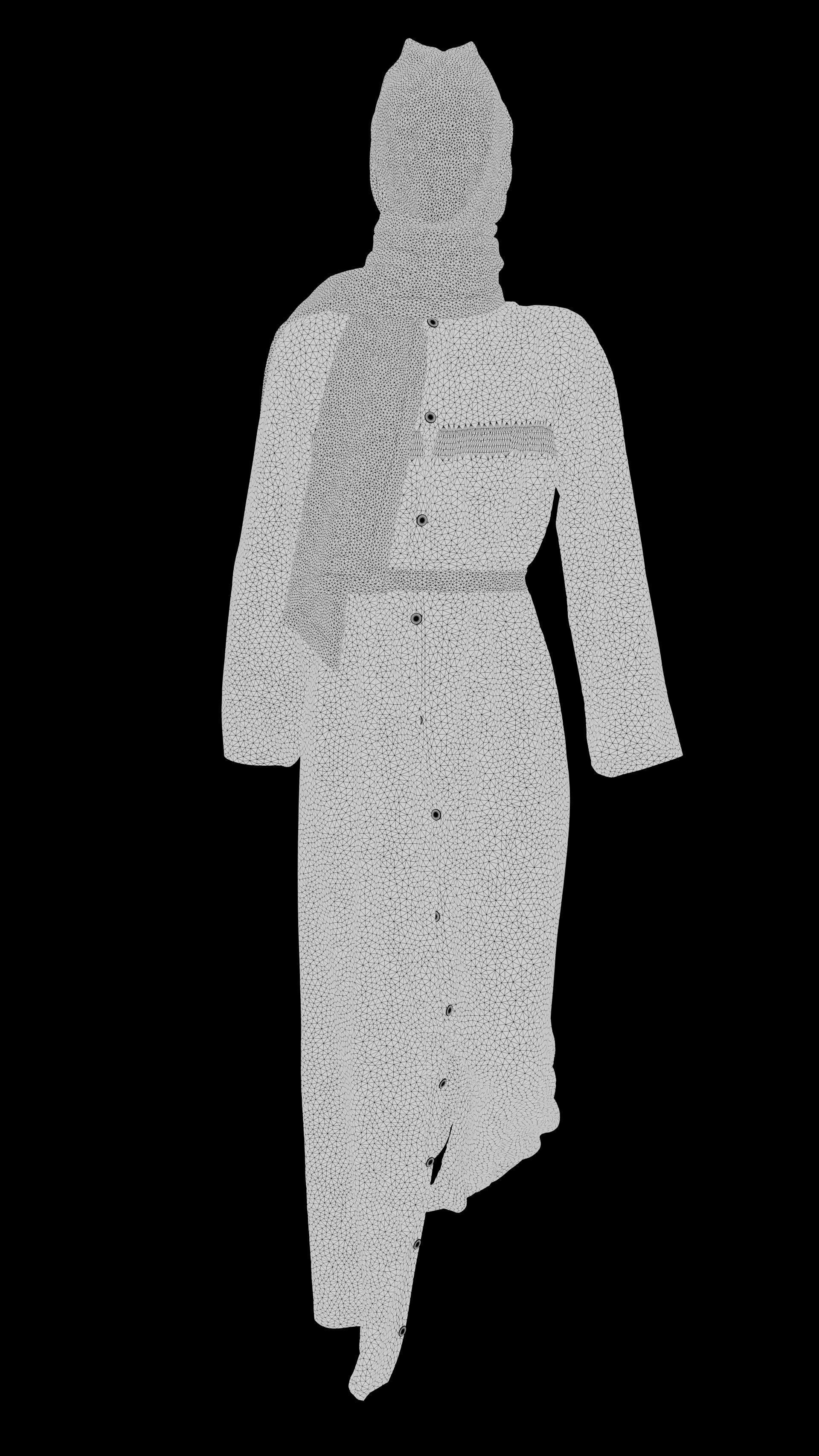 Abaya With Hijab Walk Cycle 3D model_12