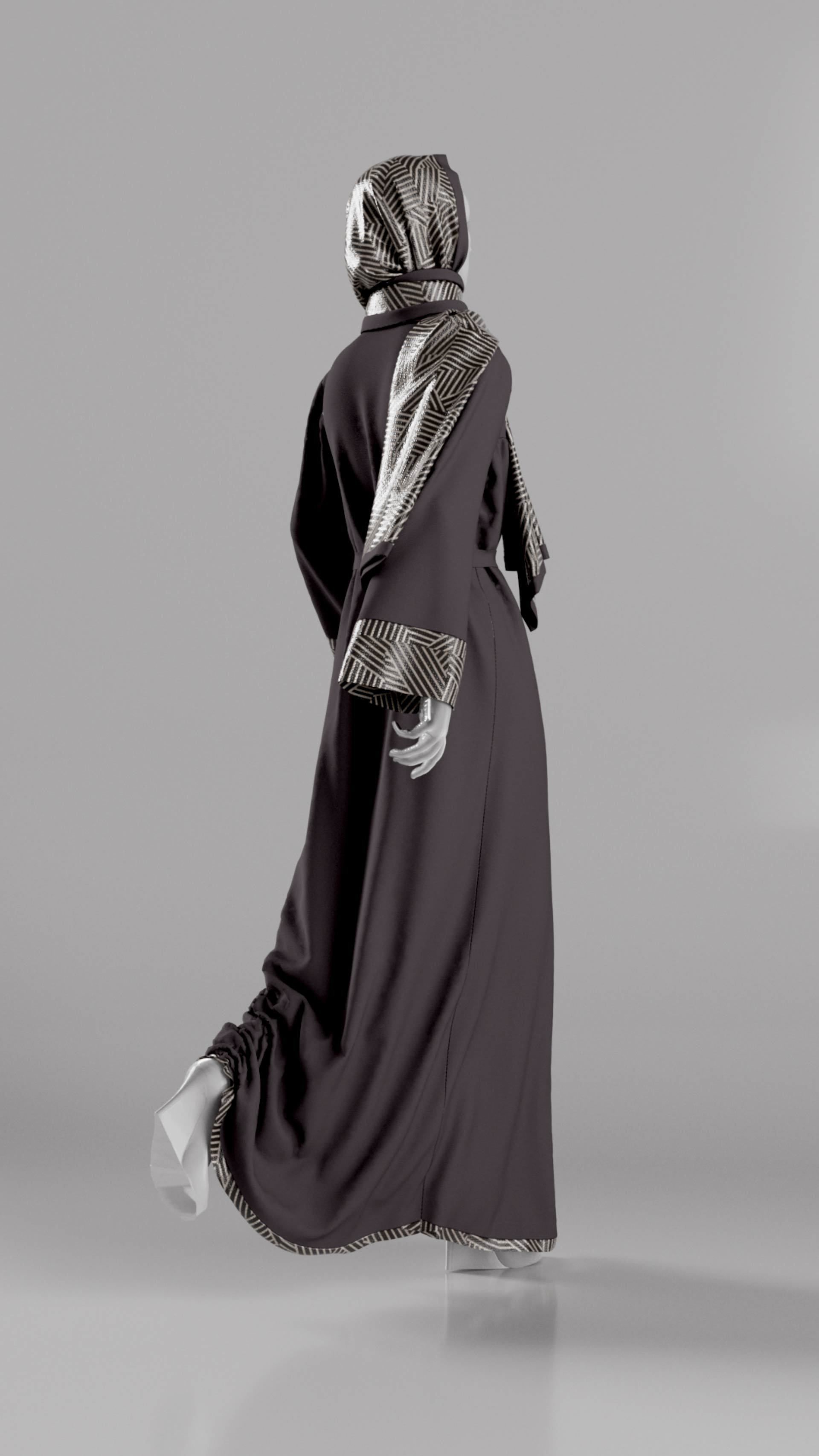 Abaya With Hijab Walk Cycle 3D model_5