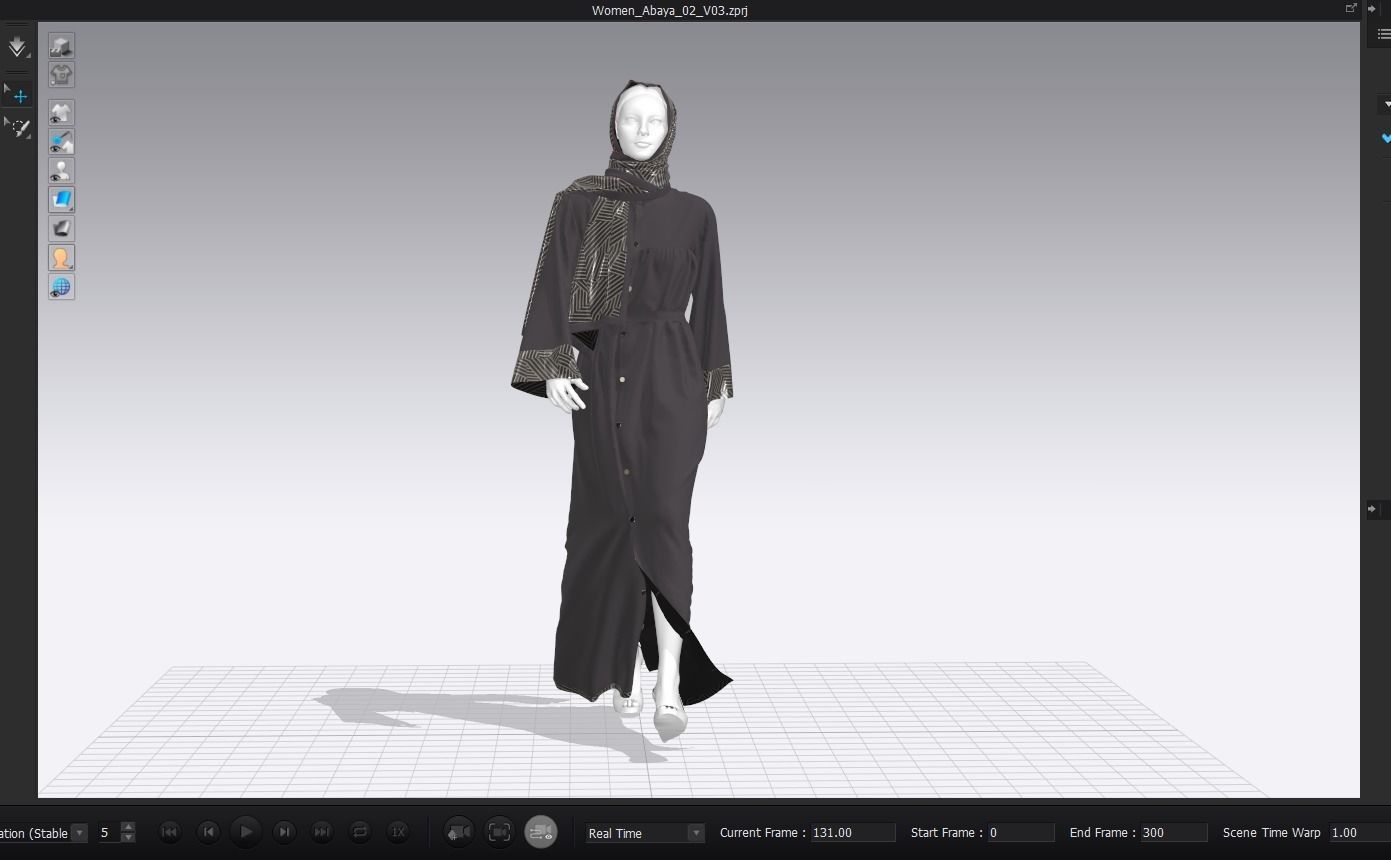 Abaya With Hijab Walk Cycle 3D model_10