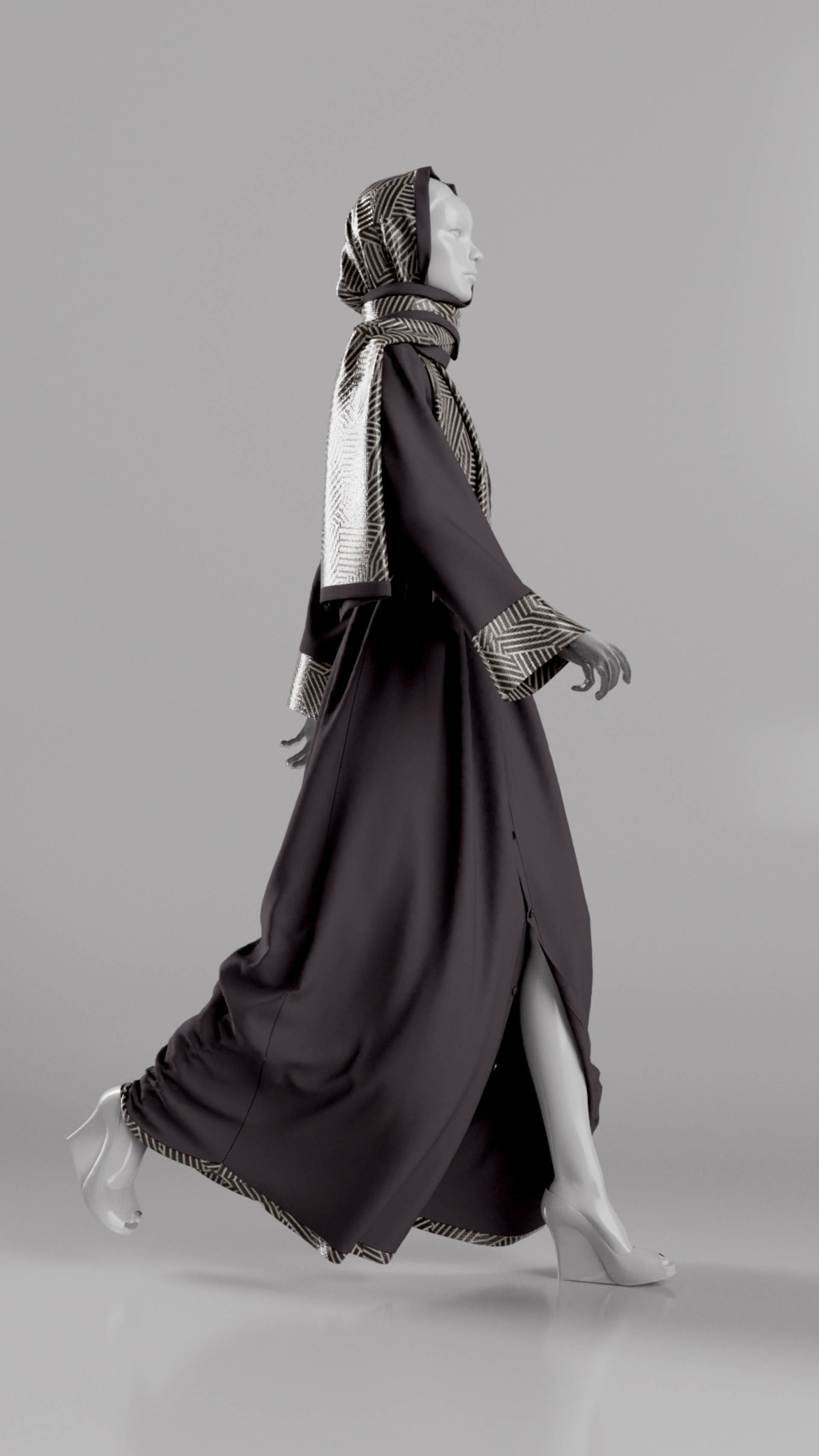 Abaya With Hijab Walk Cycle 3D model_4