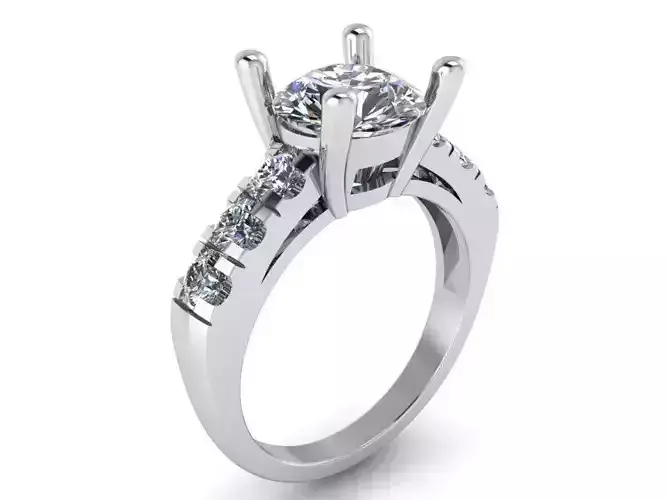 Round Diamond Cathedral Ring 2497