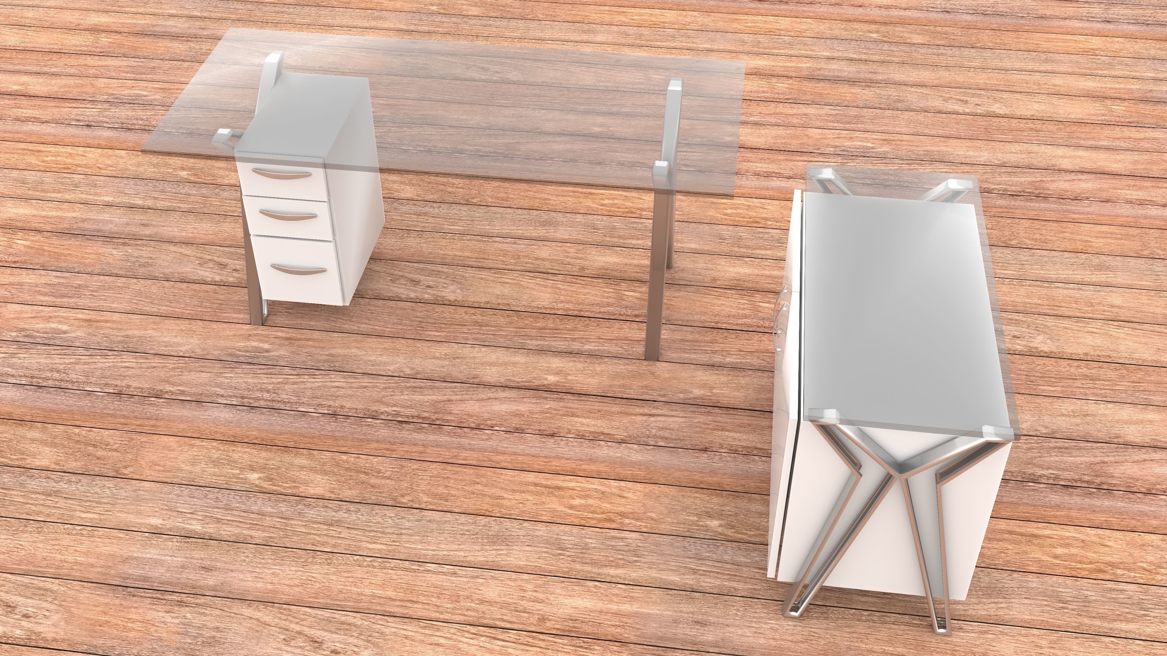 Glass Office Desk 2 - 4K 3D model_4