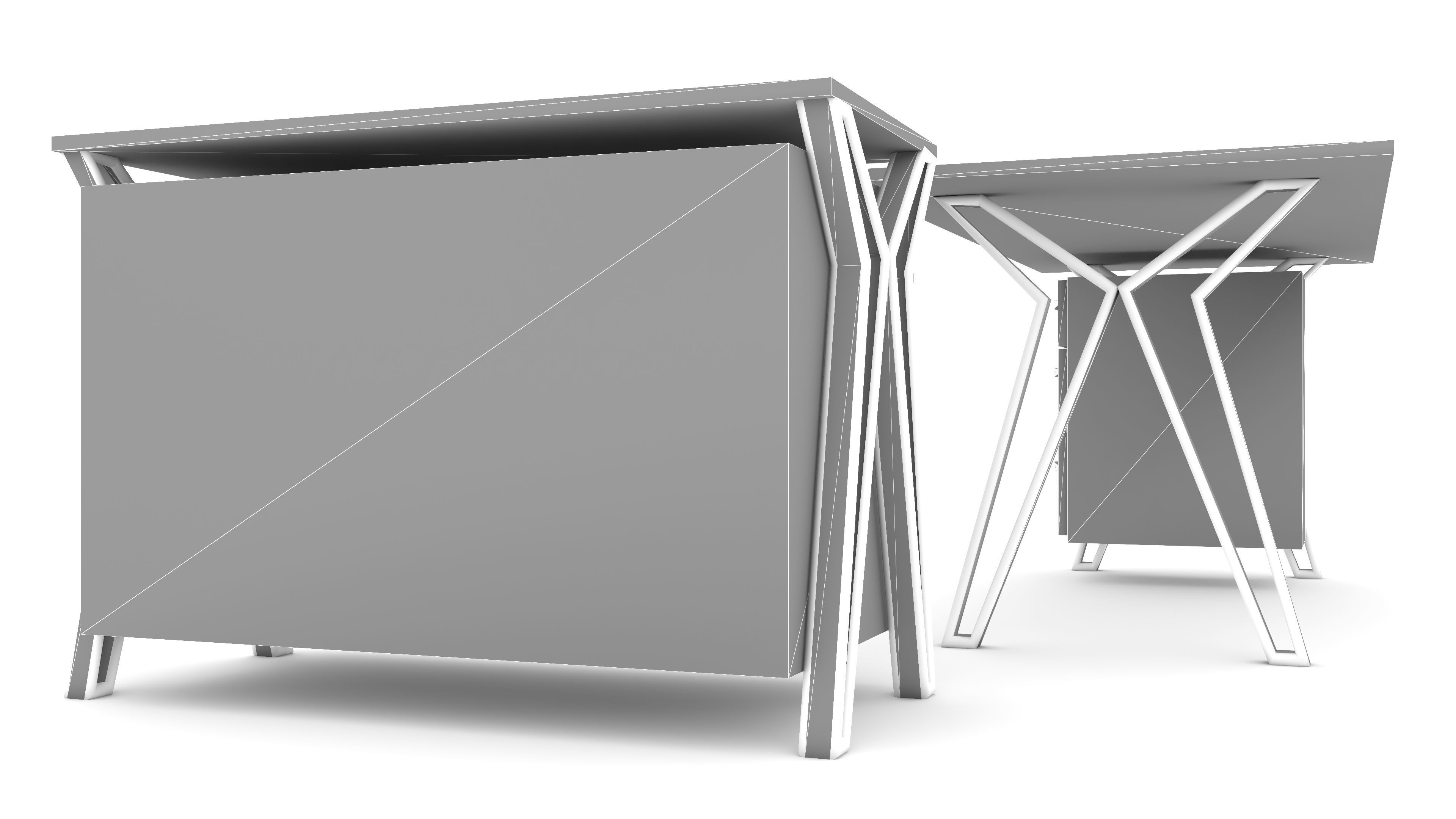 Glass Office Desk 2 - 4K 3D model_8