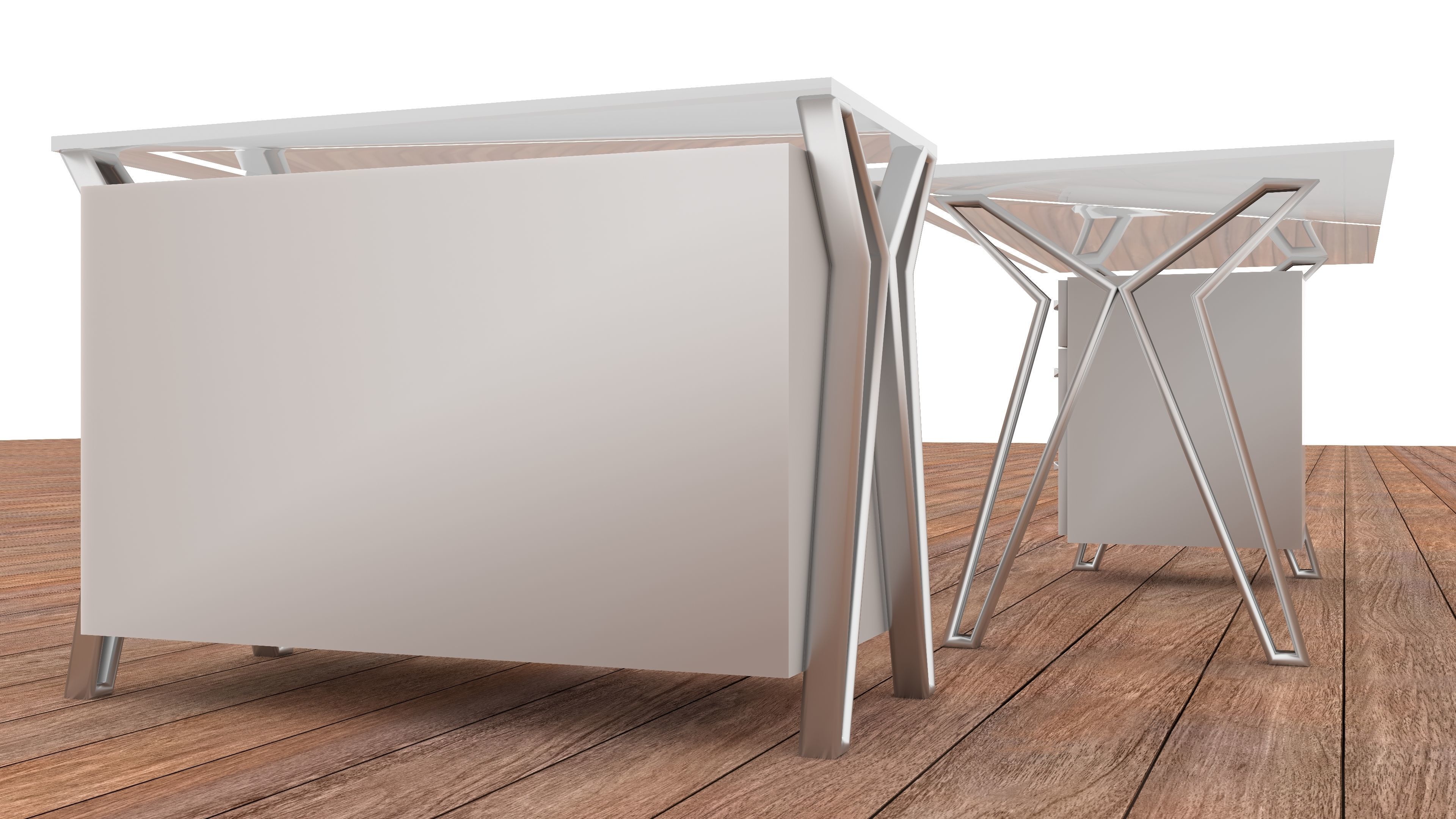 Glass Office Desk 2 - 4K 3D model_1