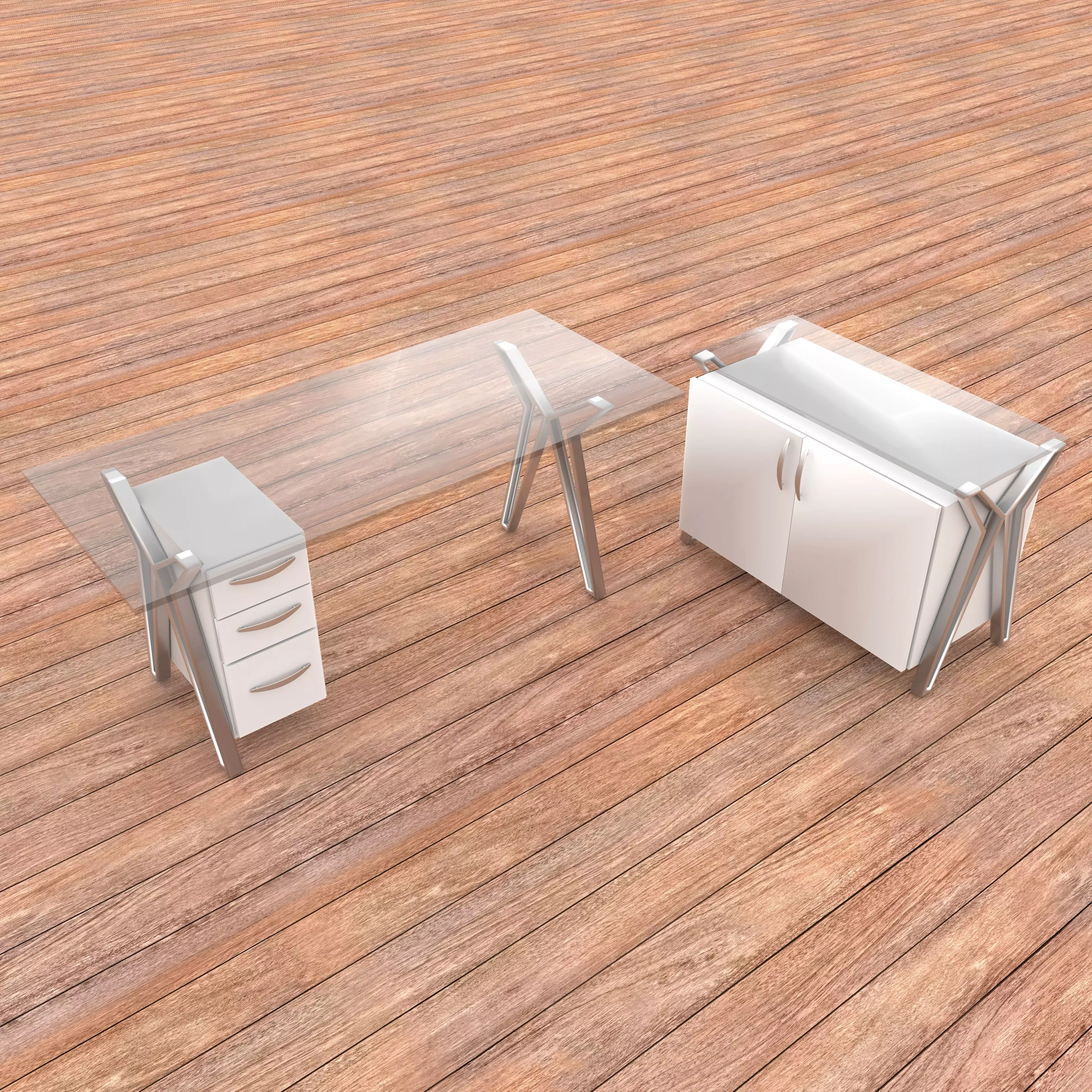 Glass Office Desk 2 - 4K 3D model_0