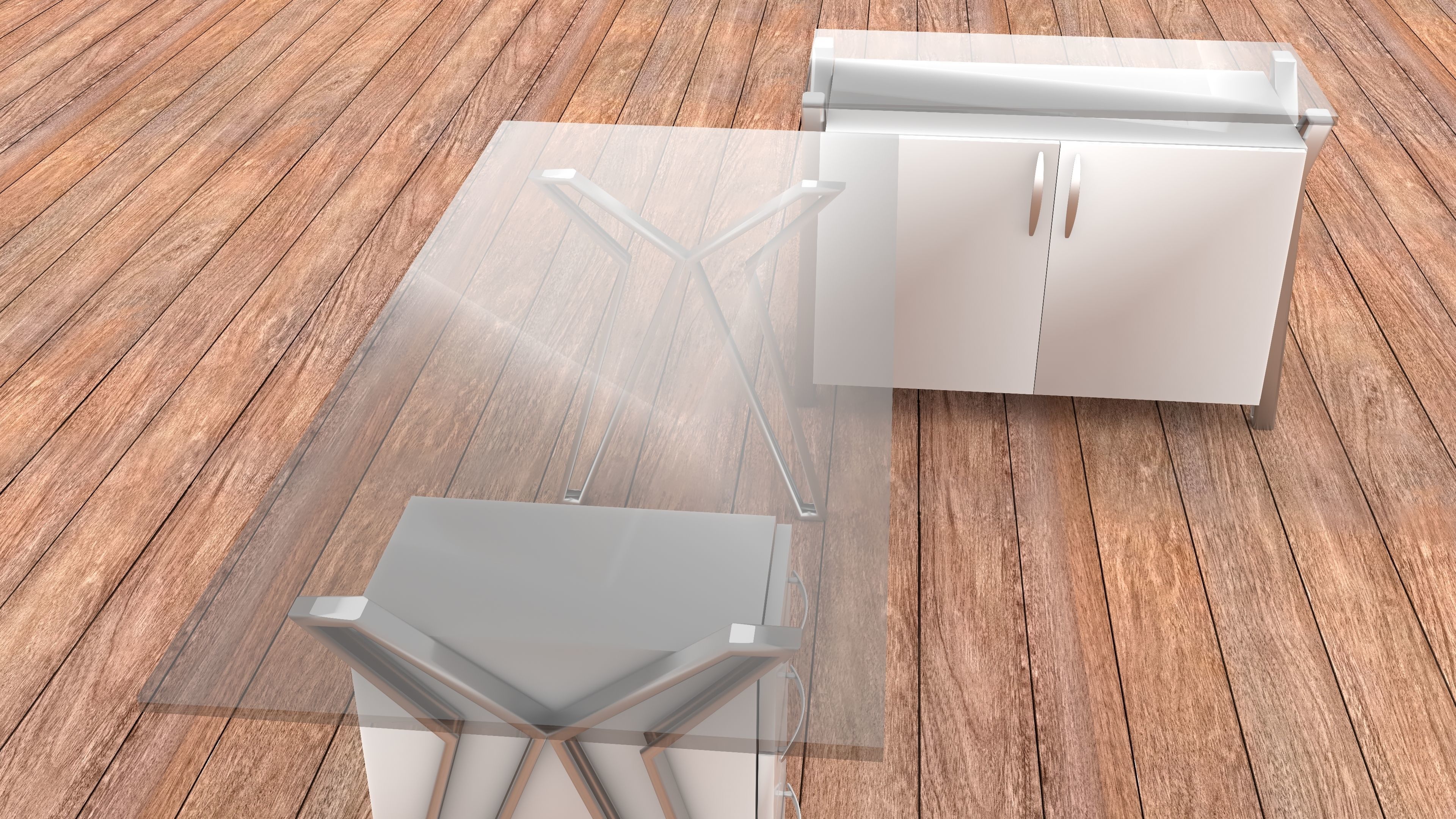 Glass Office Desk 2 - 4K 3D model_2