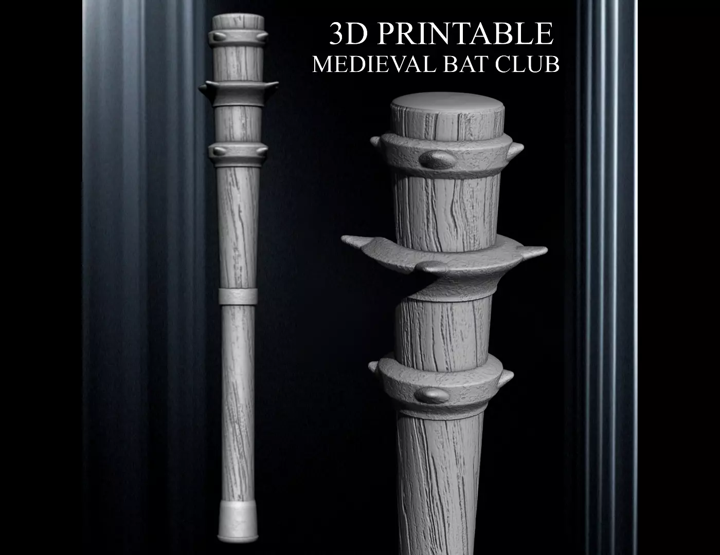 3D PRINTABLE MEDIEVAL BAT CLUB WEAPON ACCESORY 3D print model_0