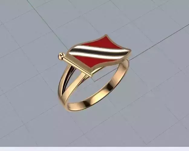 TRINIDAD AND TOBAGO FLAG 9MM RING