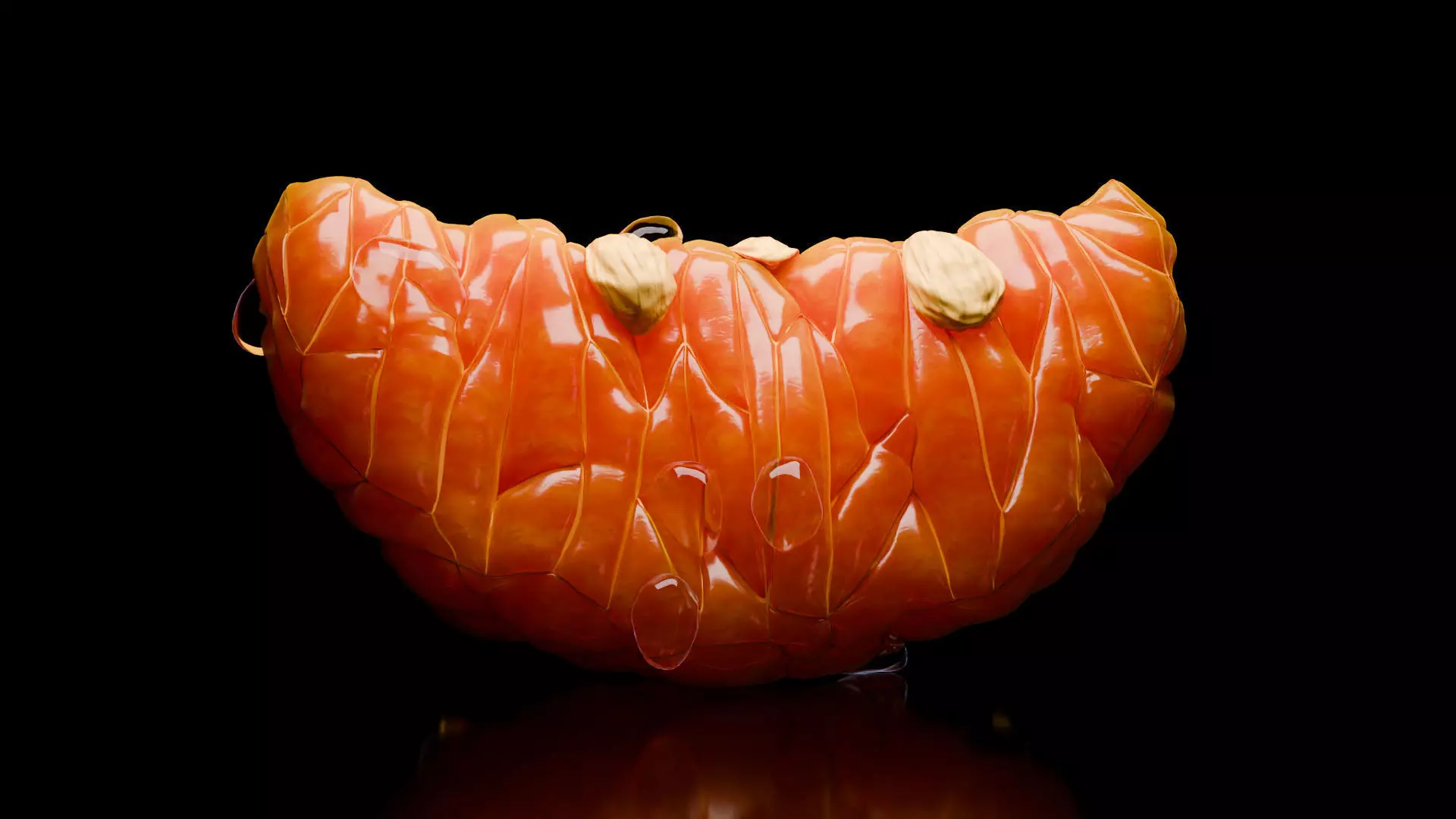 Peeled tangerine segment with droplets 3D model