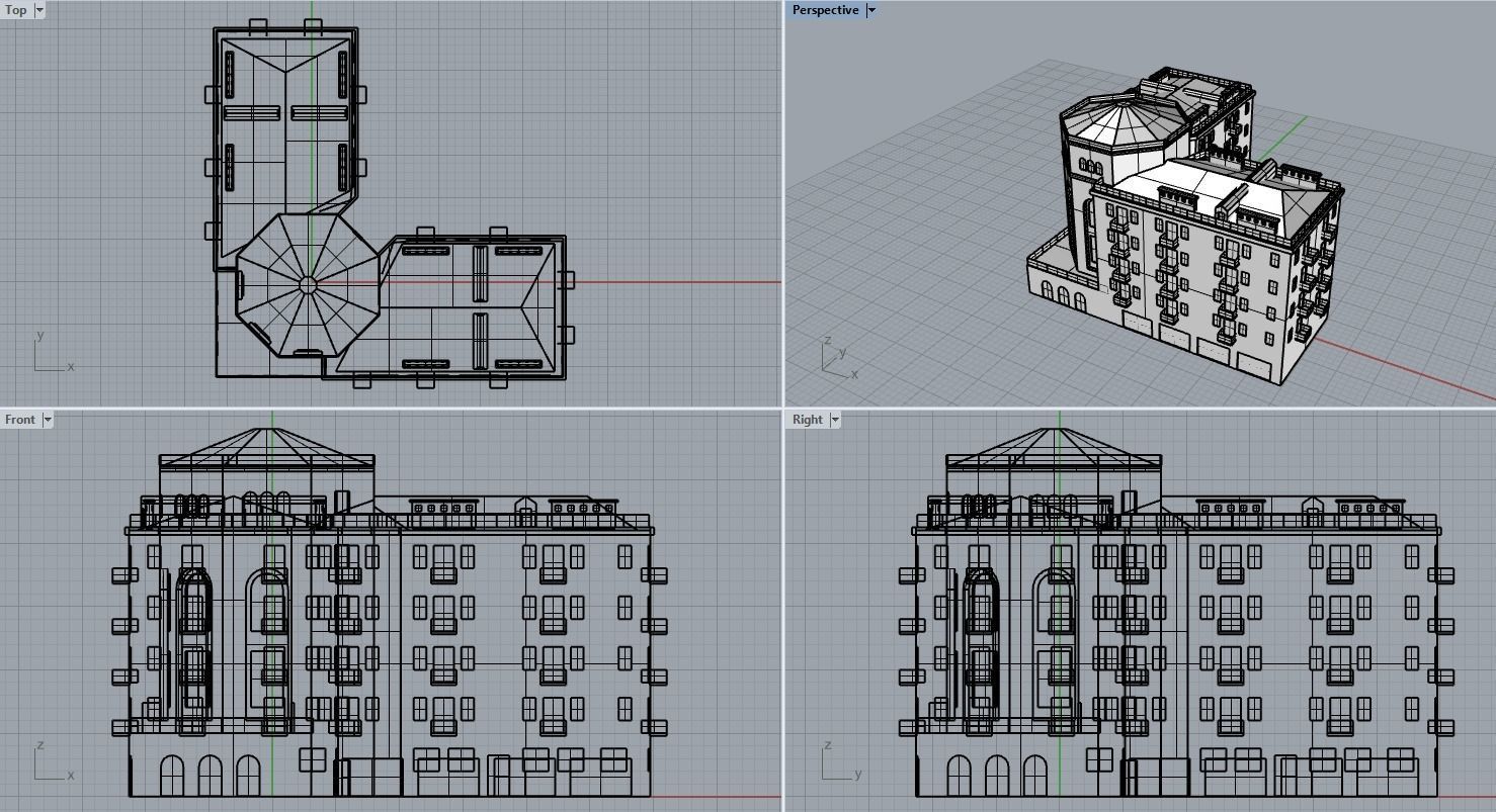 Armenian residential stalinka buildings Low-poly Low-poly 3D model_23