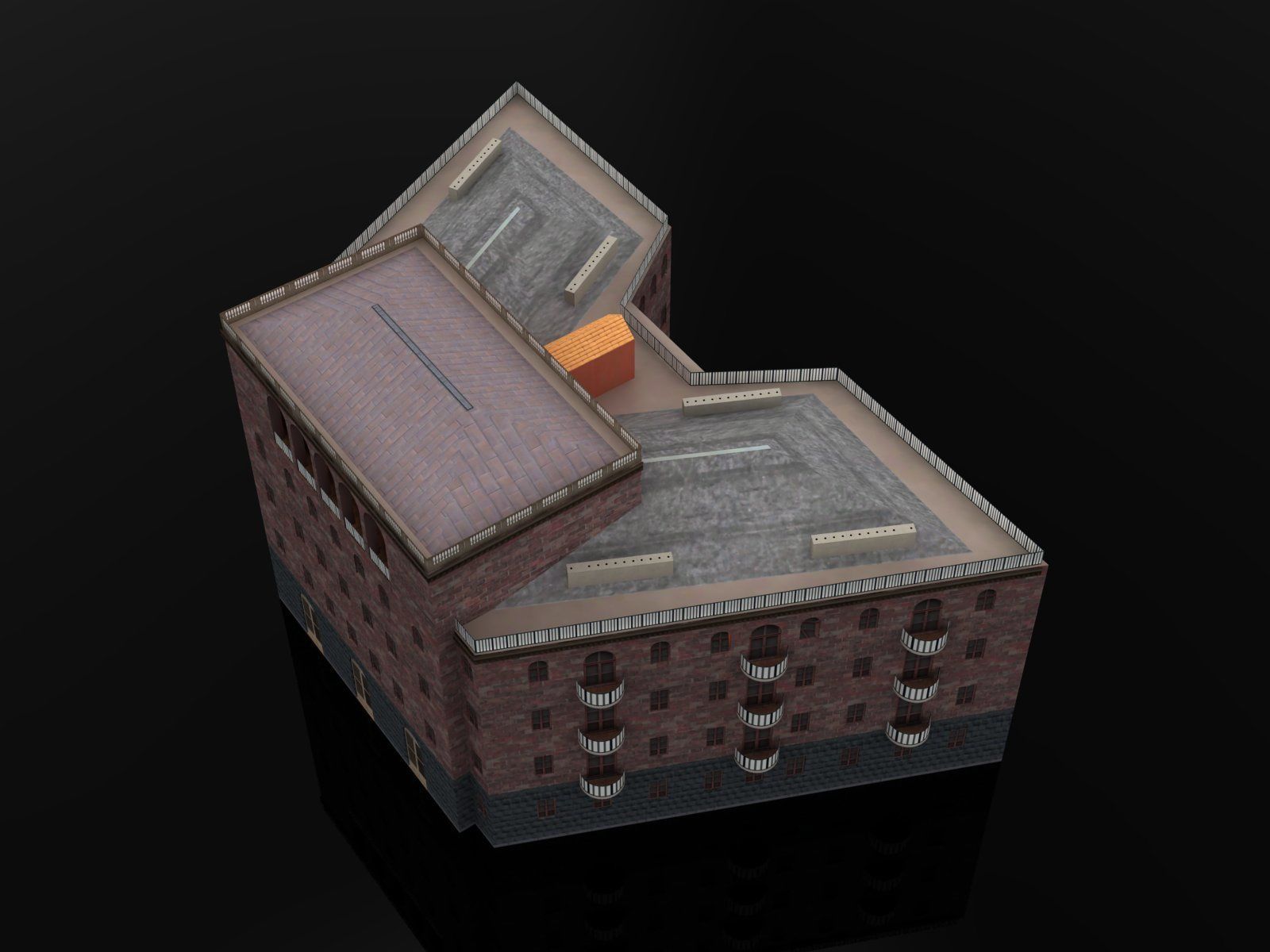 Armenian residential stalinka buildings Low-poly Low-poly 3D model_11