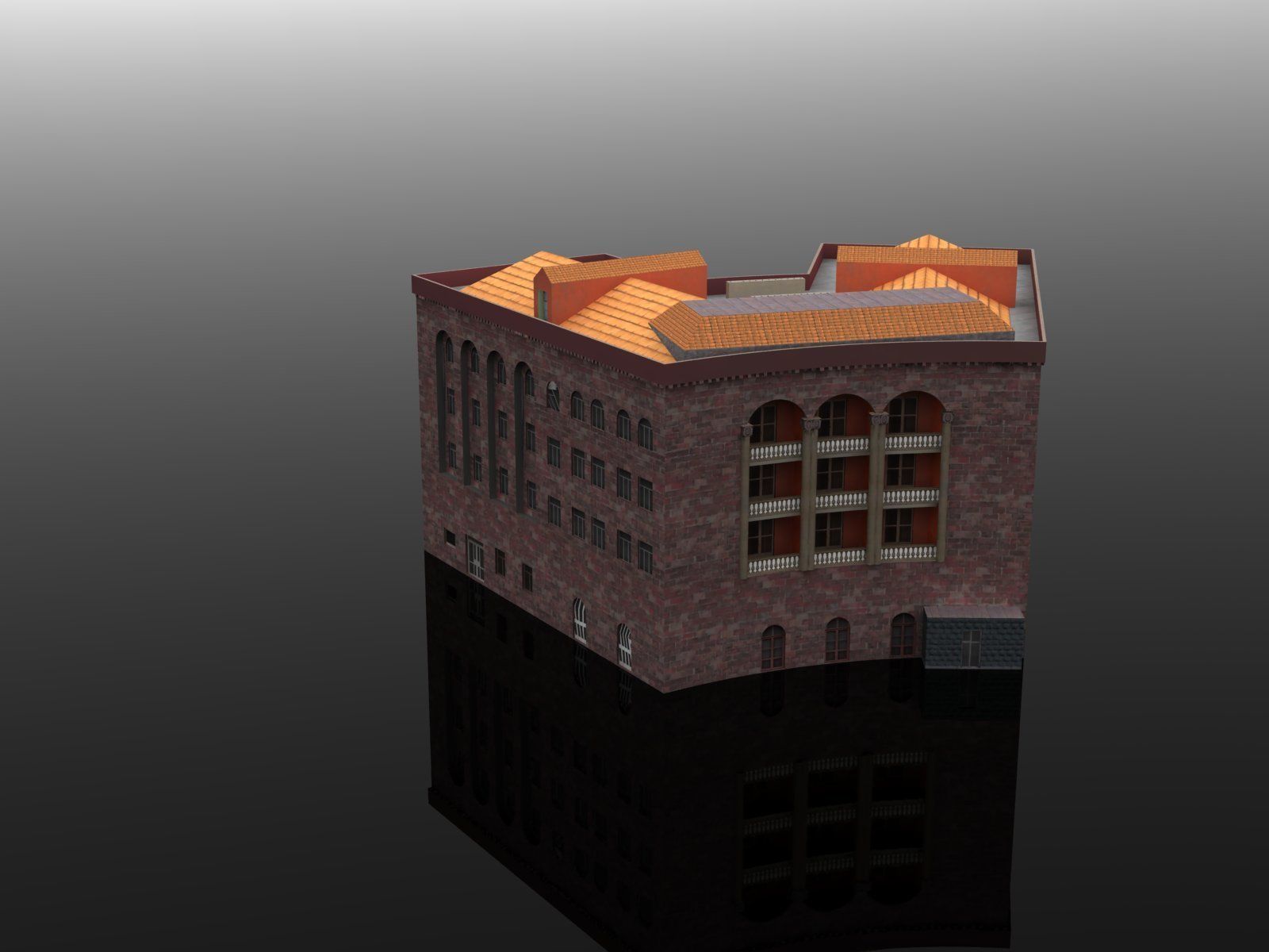 Armenian residential stalinka buildings Low-poly Low-poly 3D model_15