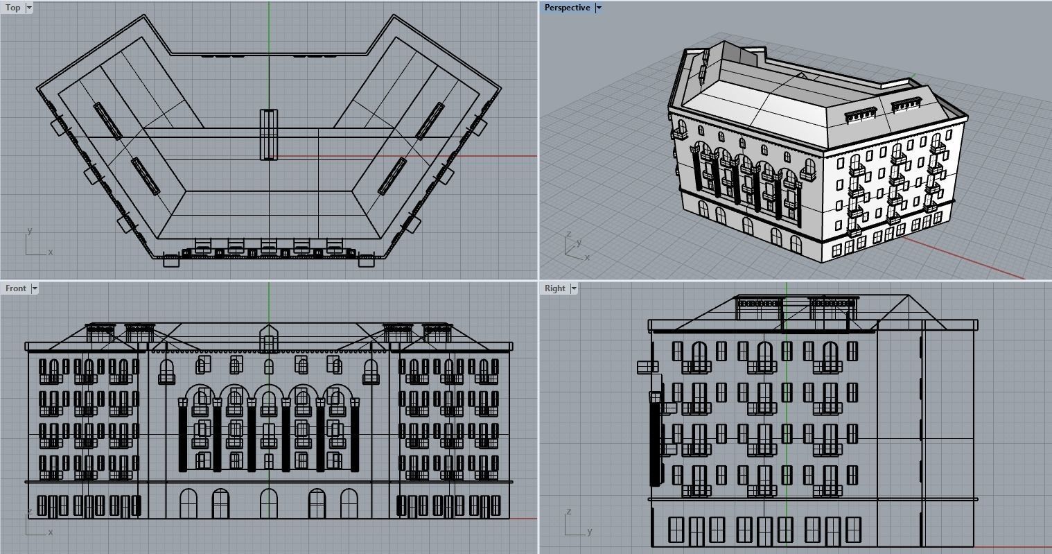 Armenian residential stalinka buildings Low-poly Low-poly 3D model_21