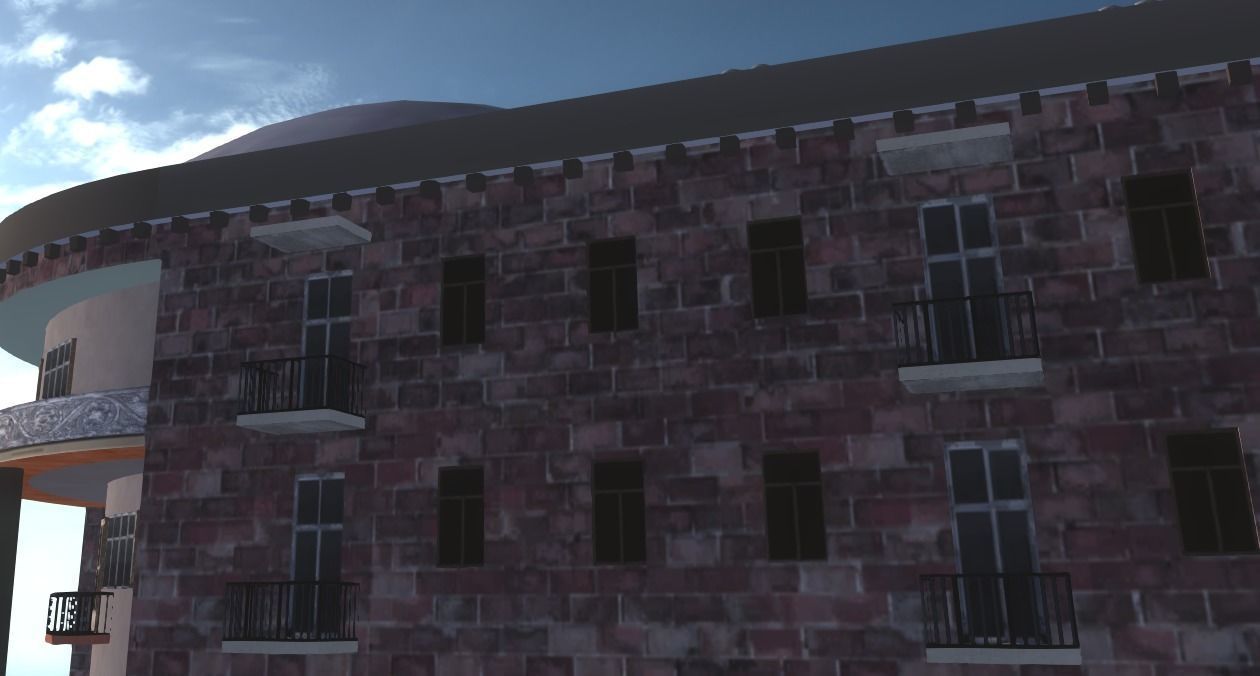 Armenian residential stalinka buildings Low-poly Low-poly 3D model_16