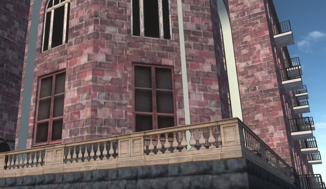 Armenian residential stalinka buildings Low-poly Low-poly 3D model_6