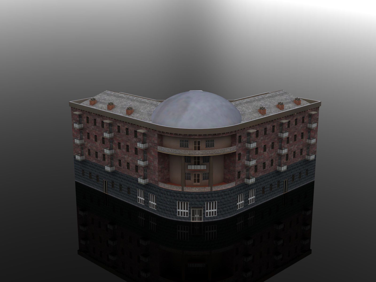 Armenian residential stalinka buildings Low-poly Low-poly 3D model_13