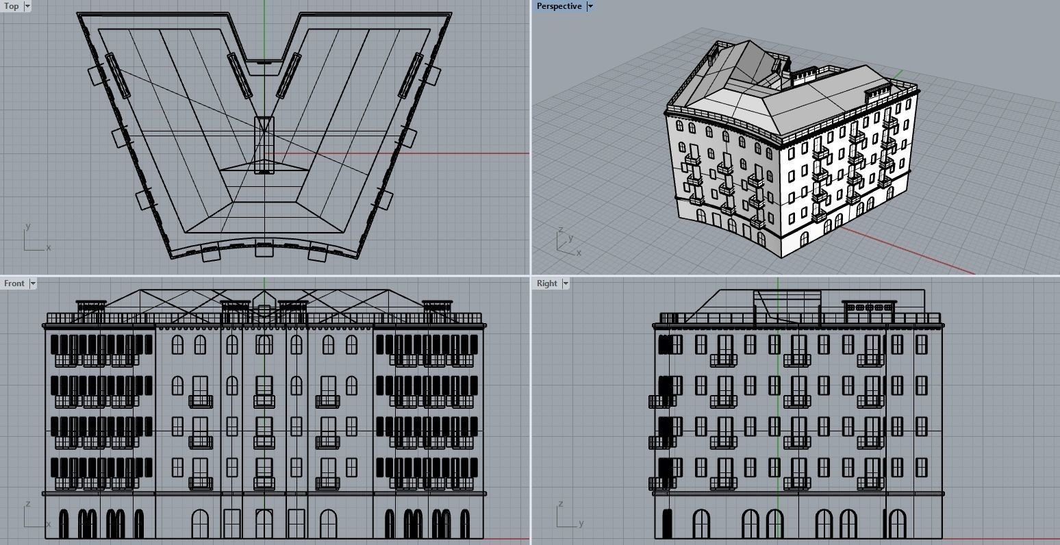 Armenian residential stalinka buildings Low-poly Low-poly 3D model_19