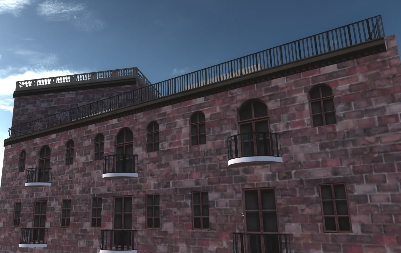 Armenian residential stalinka buildings Low-poly Low-poly 3D model_18