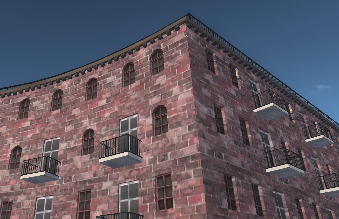 Armenian residential stalinka buildings Low-poly Low-poly 3D model_5