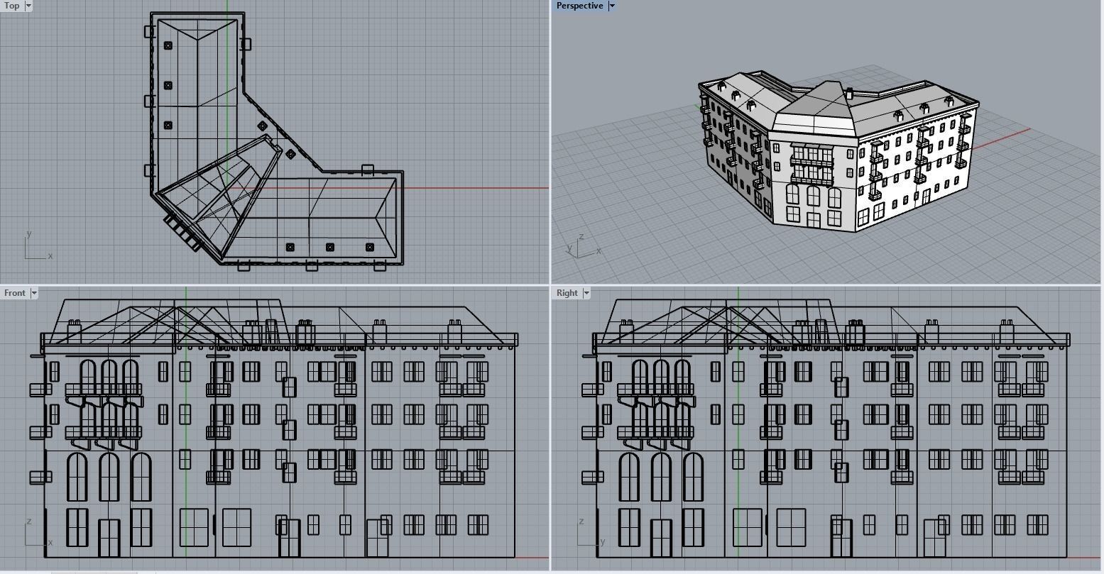 Armenian residential stalinka buildings Low-poly Low-poly 3D model_24