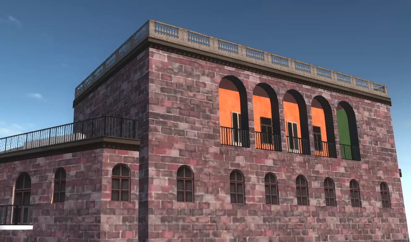 Armenian residential stalinka buildings Low-poly Low-poly 3D model_0