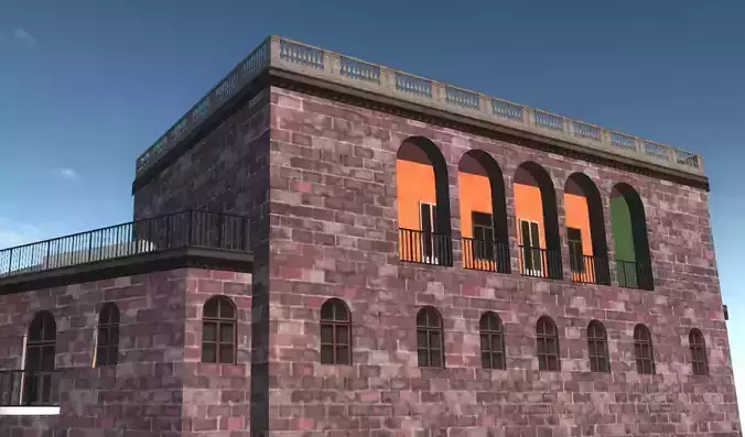 Armenian residential stalinka buildings Low-poly Low-poly 3D model