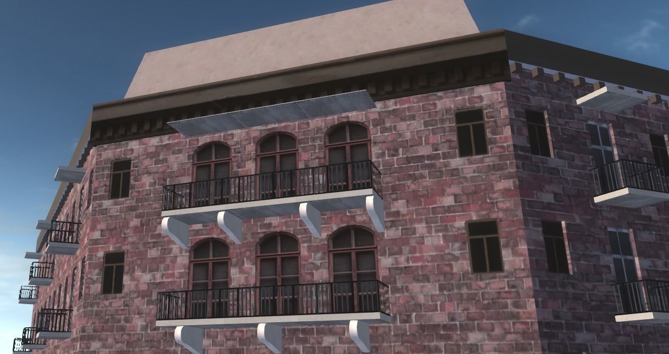 Armenian residential stalinka buildings Low-poly Low-poly 3D model_17