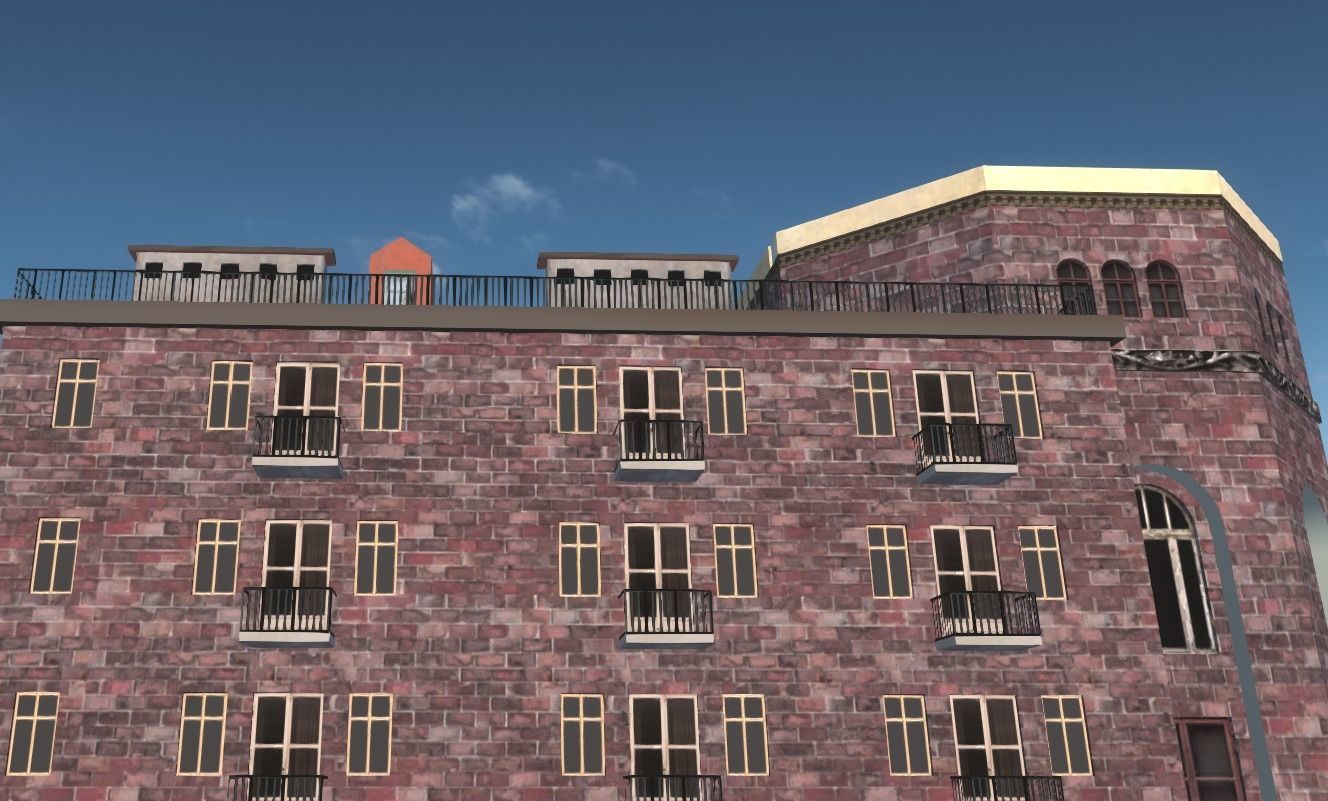 Armenian residential stalinka buildings Low-poly Low-poly 3D model_1