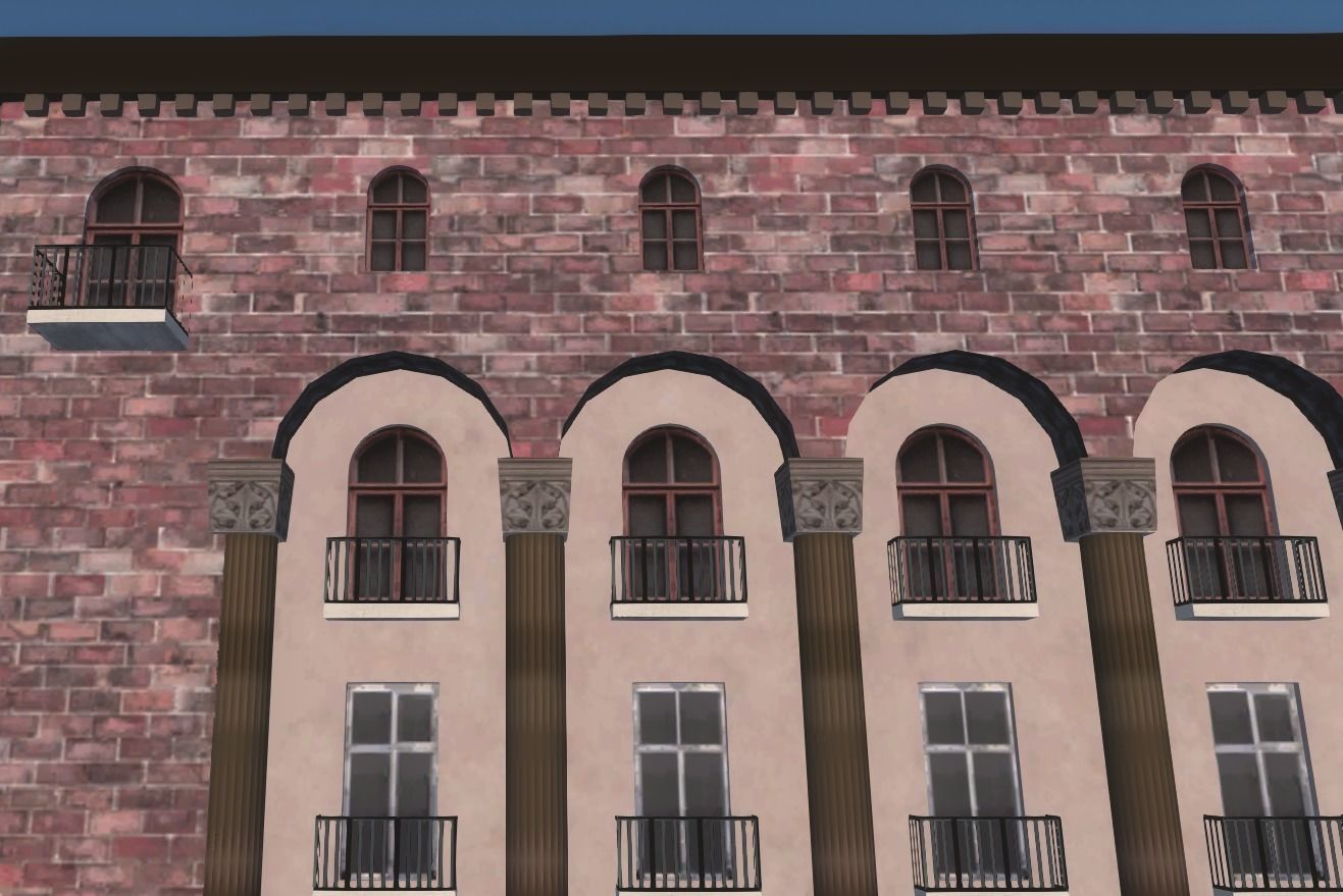 Armenian residential stalinka buildings Low-poly Low-poly 3D model_4