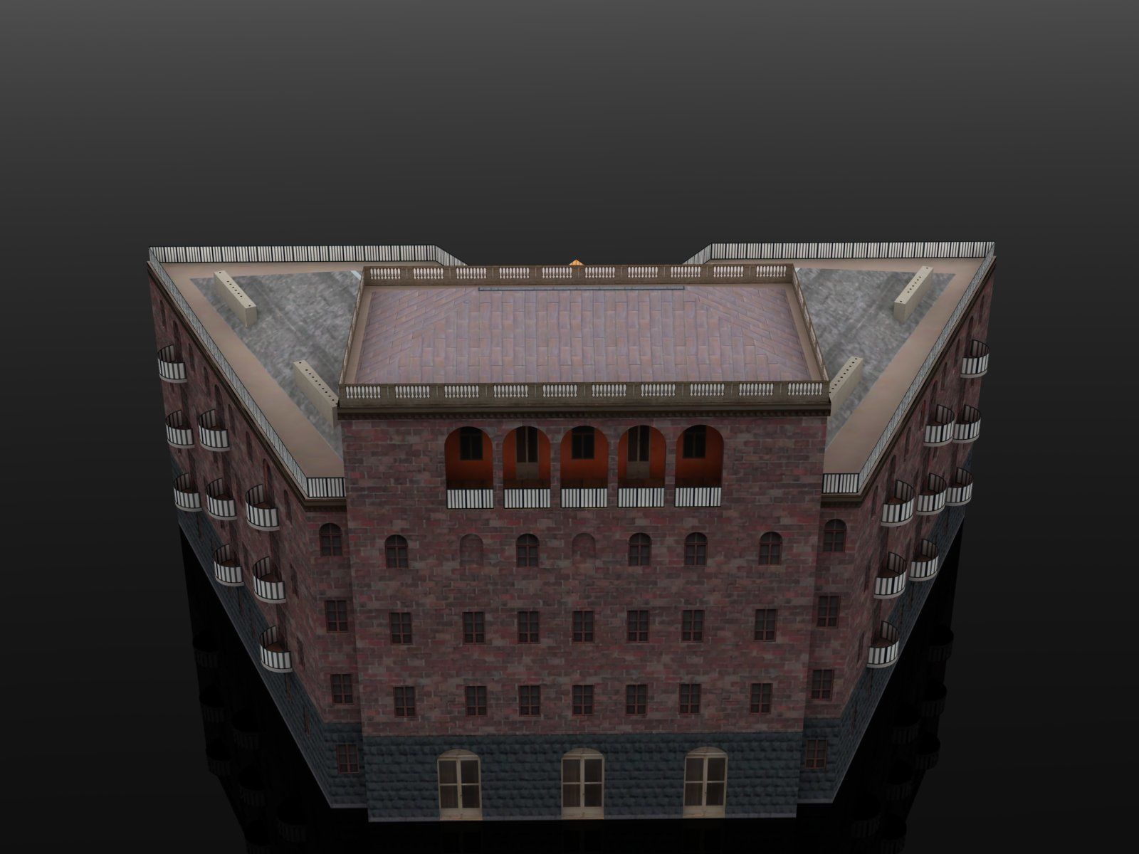 Armenian residential stalinka buildings Low-poly Low-poly 3D model_10