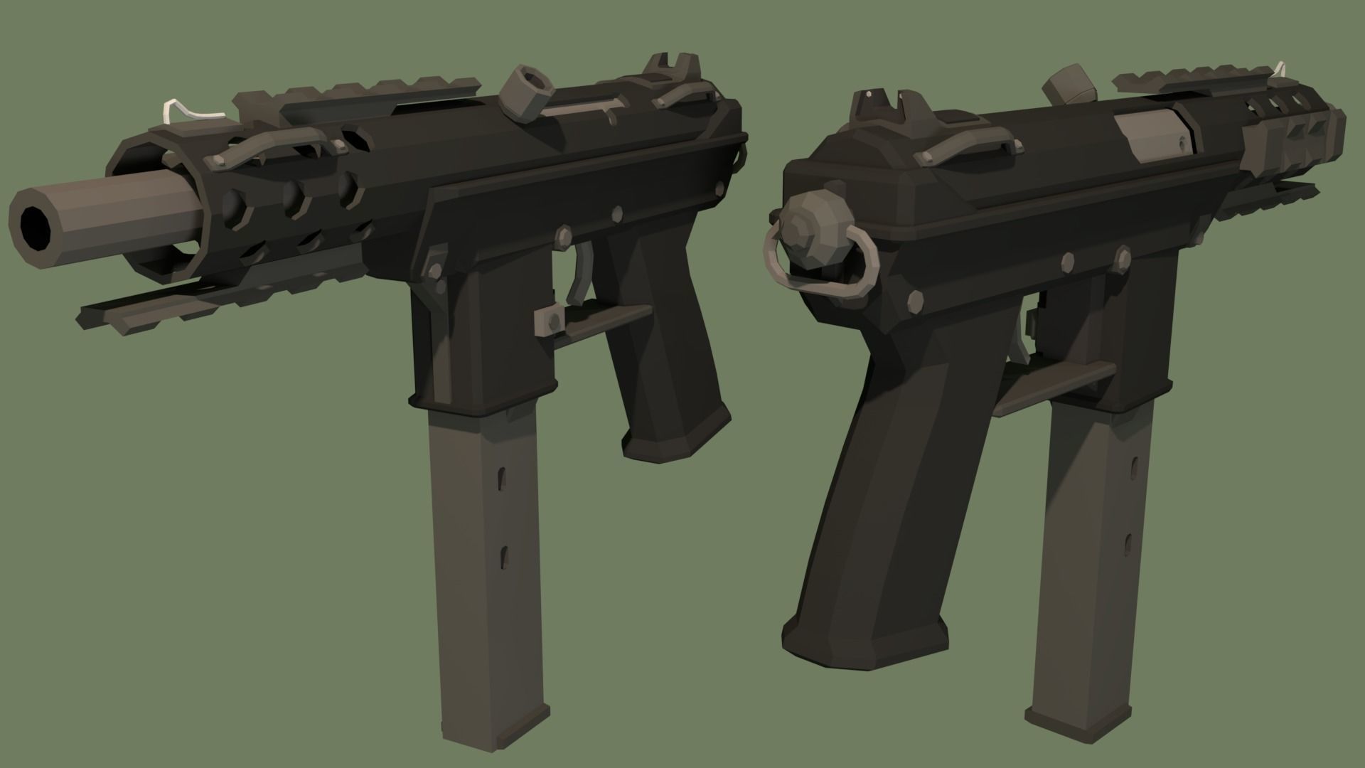 Low Poly Modern Weapon Package Free Sample Free low-poly 3D model_2