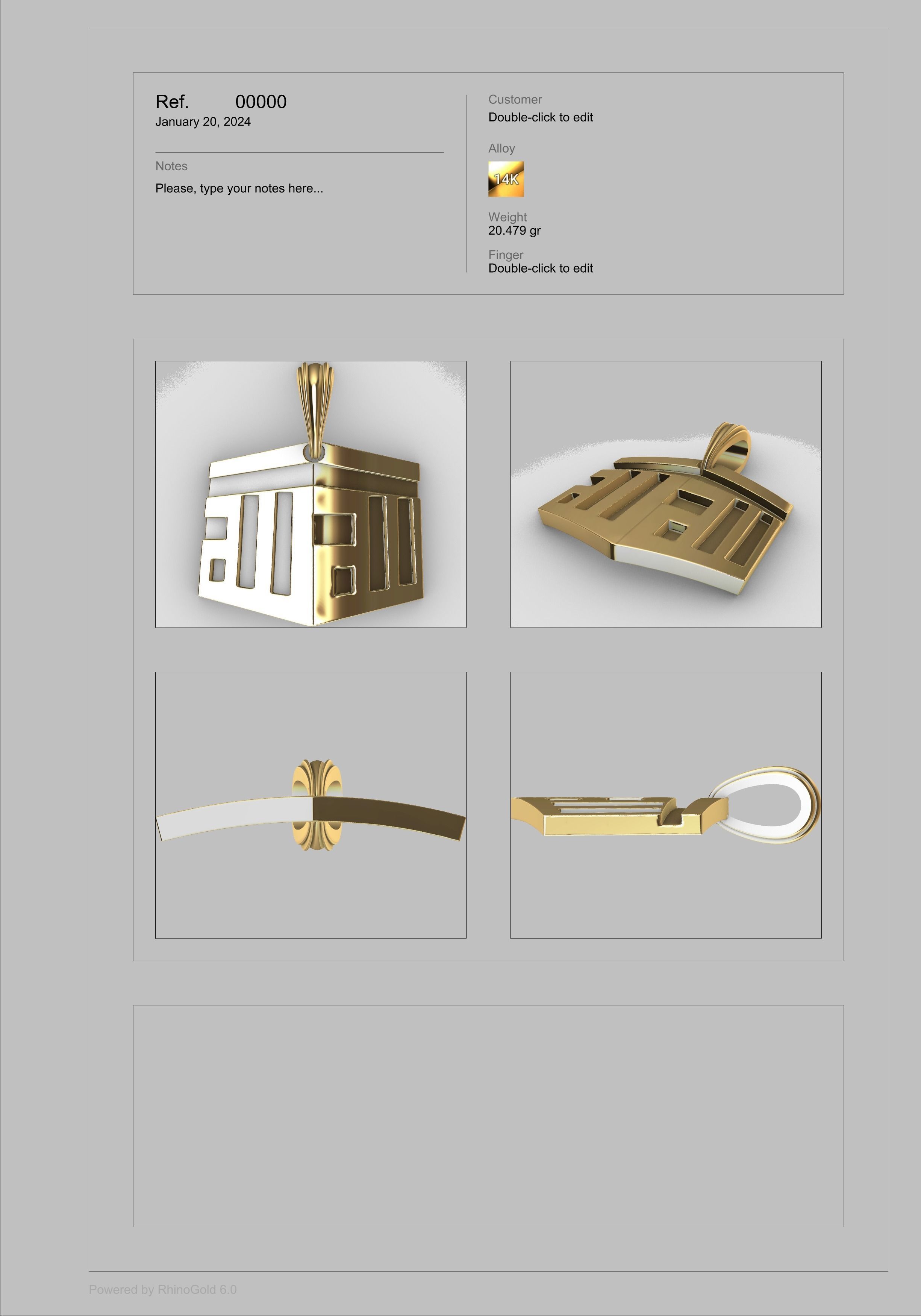 Kaaba 3D Design Muslim Necklace Pendant Charm Jewelry 3D print model_12
