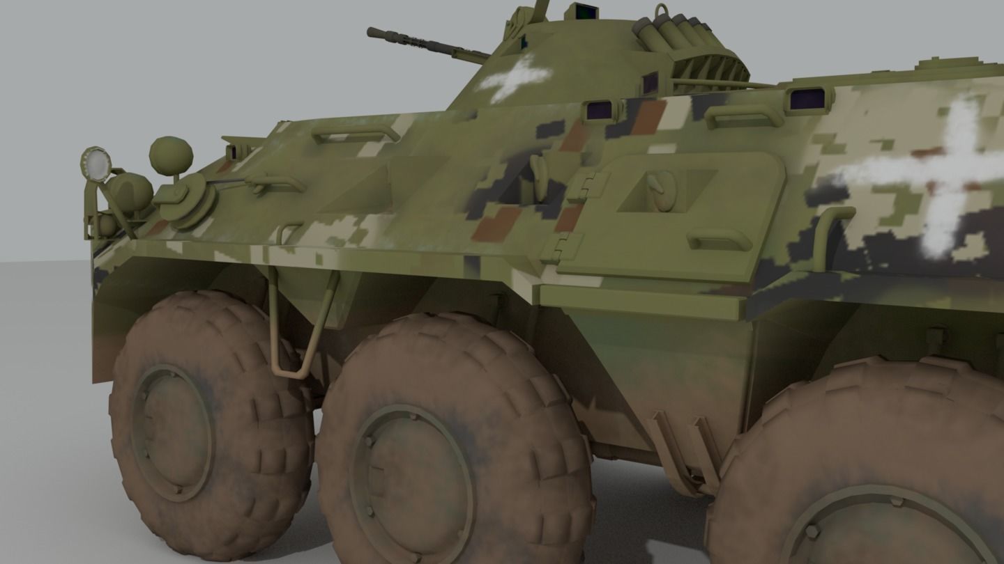 BTR-80  APC  Ukrainian and Russian Vehicle 3D model_16
