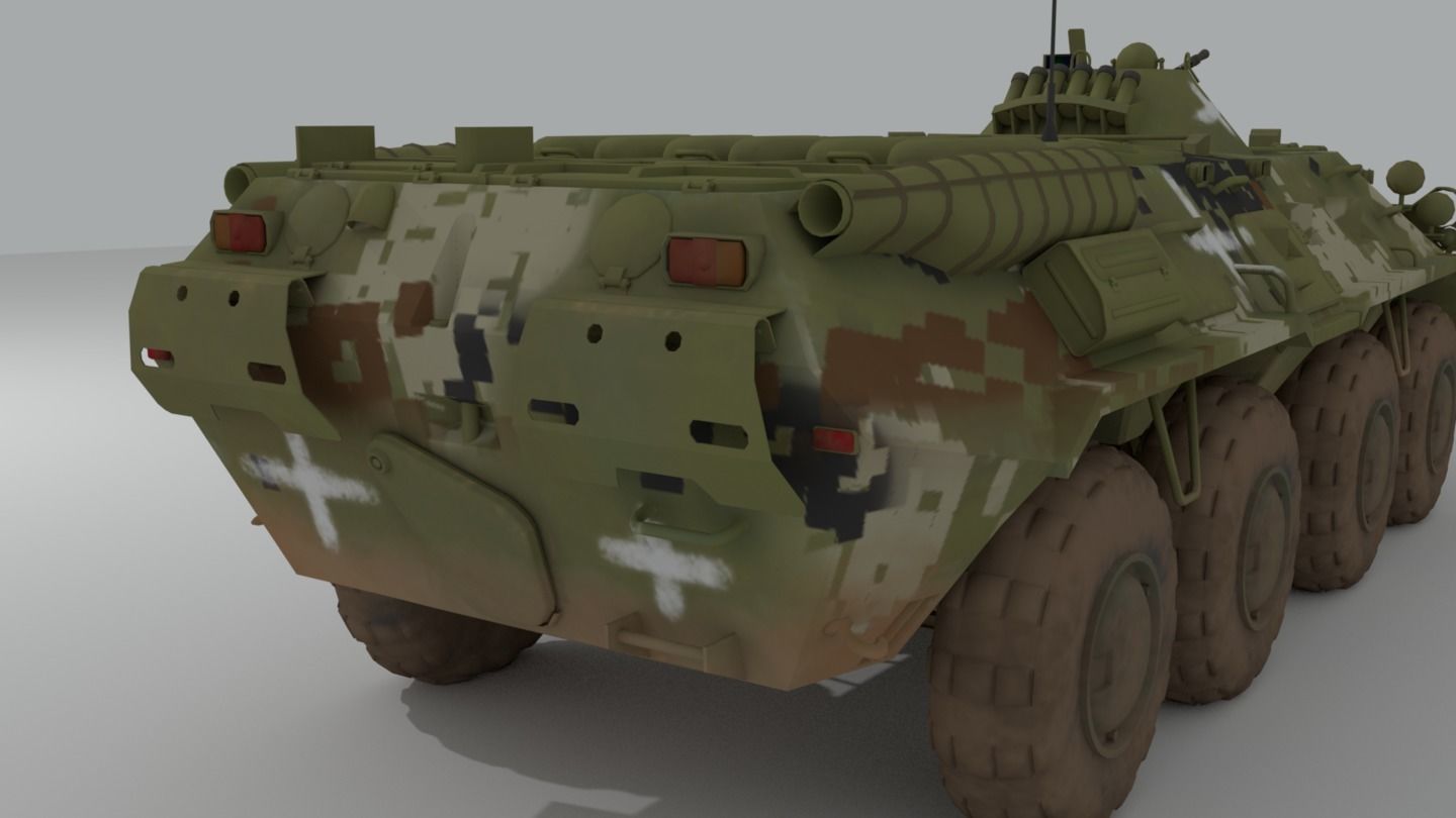 BTR-80  APC  Ukrainian and Russian Vehicle 3D model_17