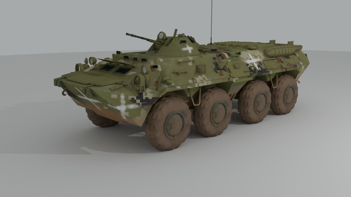BTR-80  APC  Ukrainian and Russian Vehicle 3D model_11