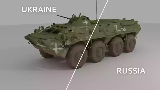 BTR-80  APC  Ukrainian and Russian Vehicle 3D model
