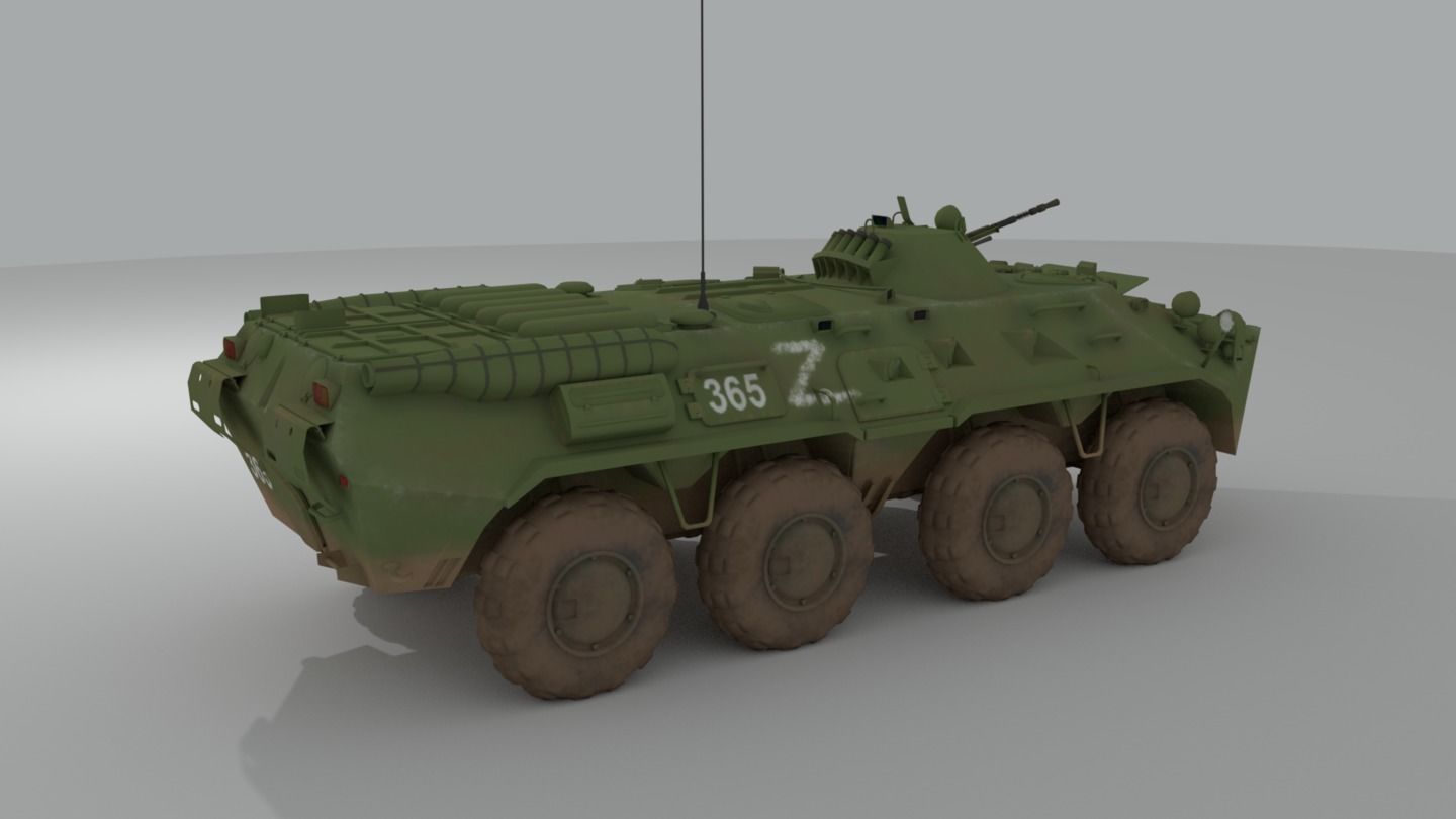 BTR-80  APC  Ukrainian and Russian Vehicle 3D model_3