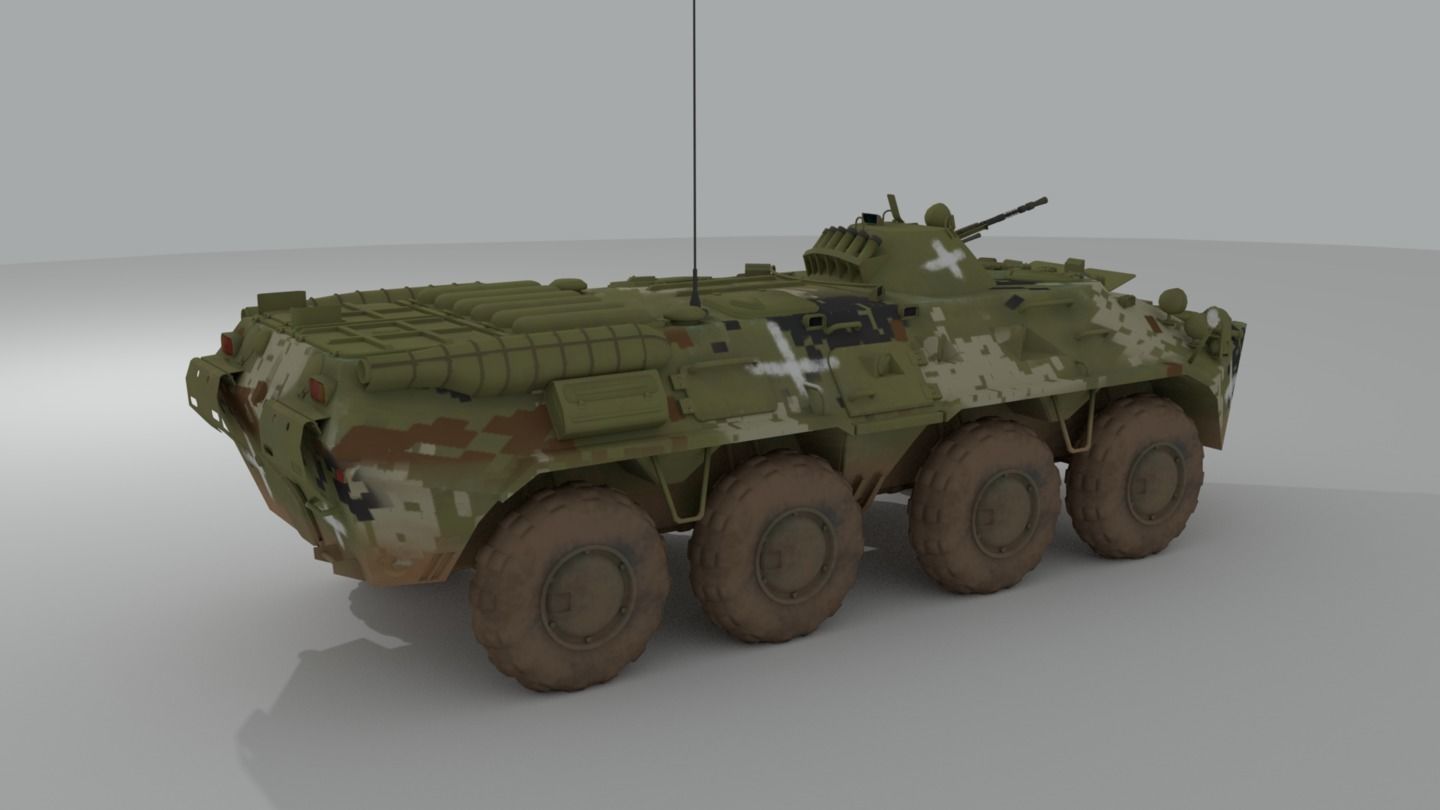 BTR-80  APC  Ukrainian and Russian Vehicle 3D model_13