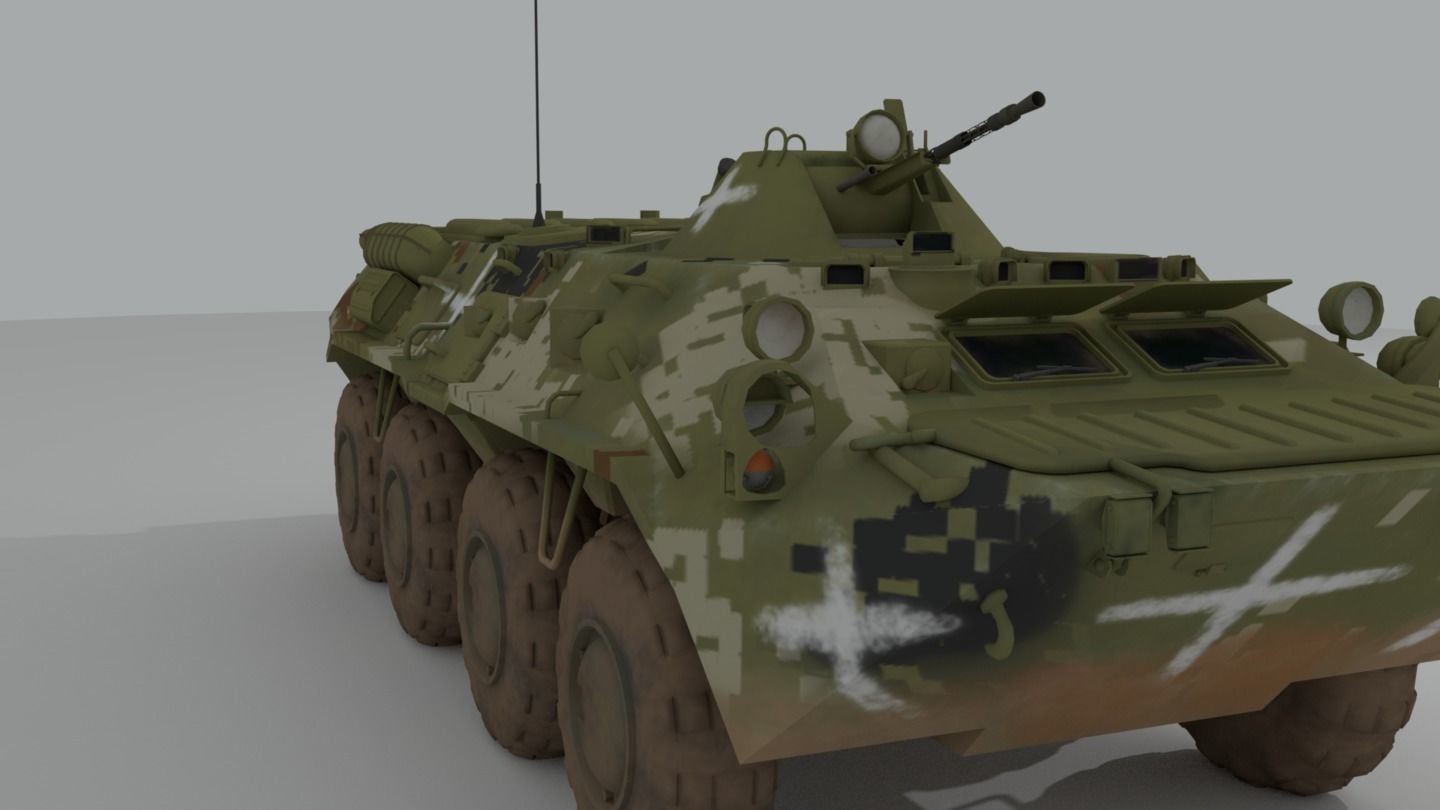 BTR-80  APC  Ukrainian and Russian Vehicle 3D model_18