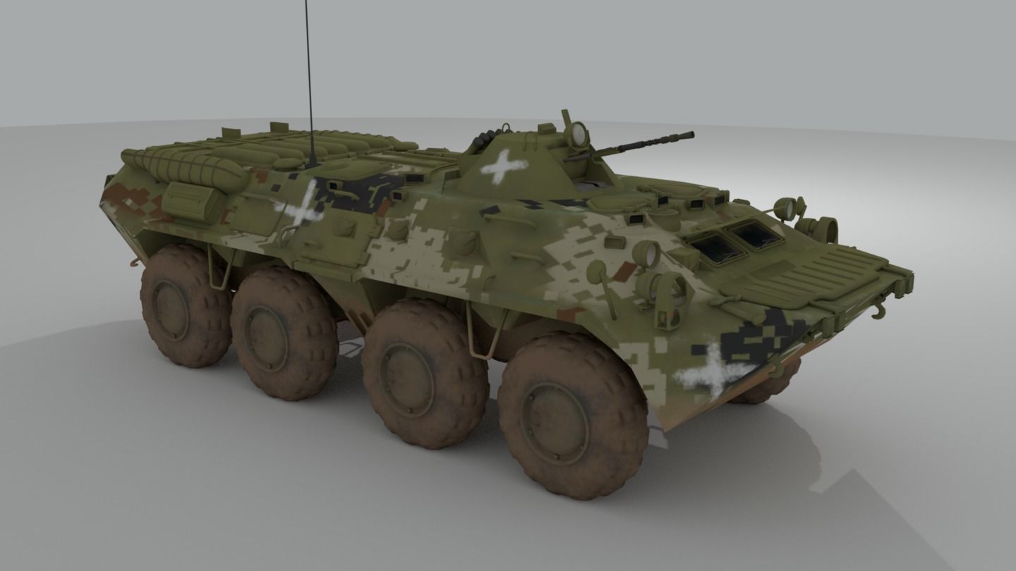 BTR-80  APC  Ukrainian and Russian Vehicle 3D model_14