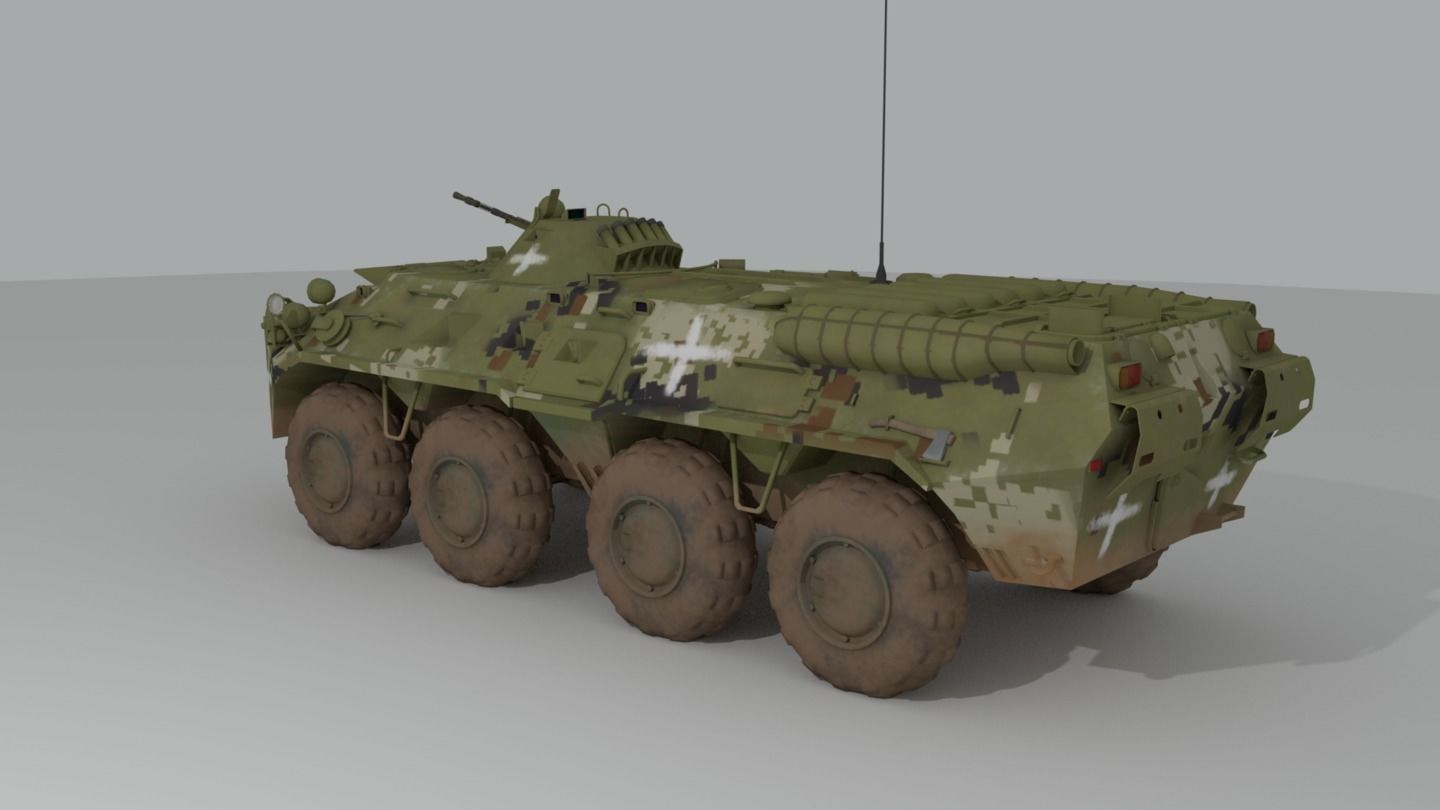 BTR-80  APC  Ukrainian and Russian Vehicle 3D model_12
