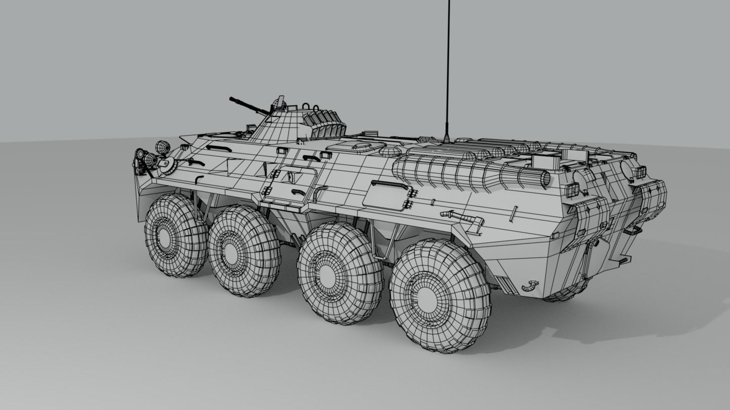 BTR-80  APC  Ukrainian and Russian Vehicle 3D model_22