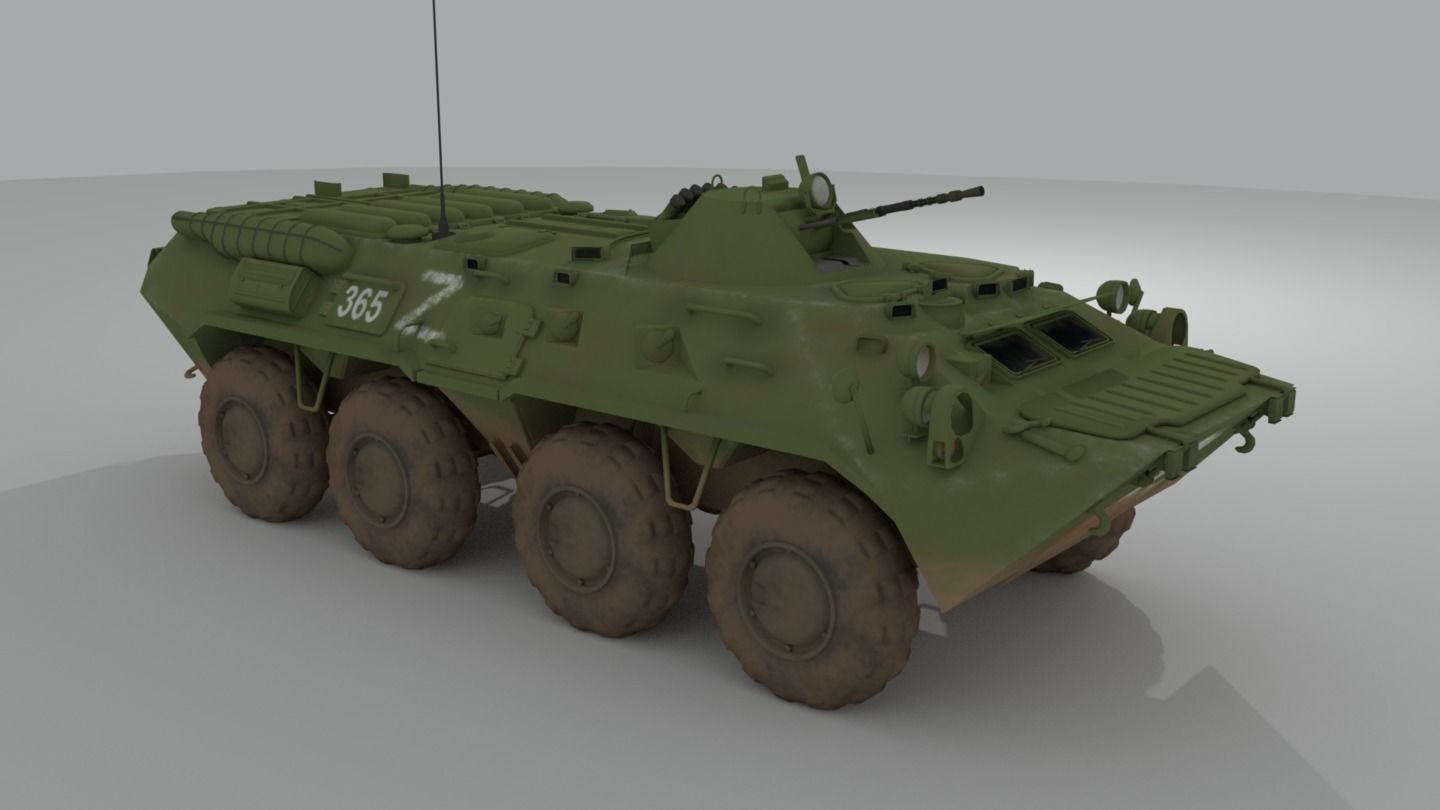 BTR-80  APC  Ukrainian and Russian Vehicle 3D model_4