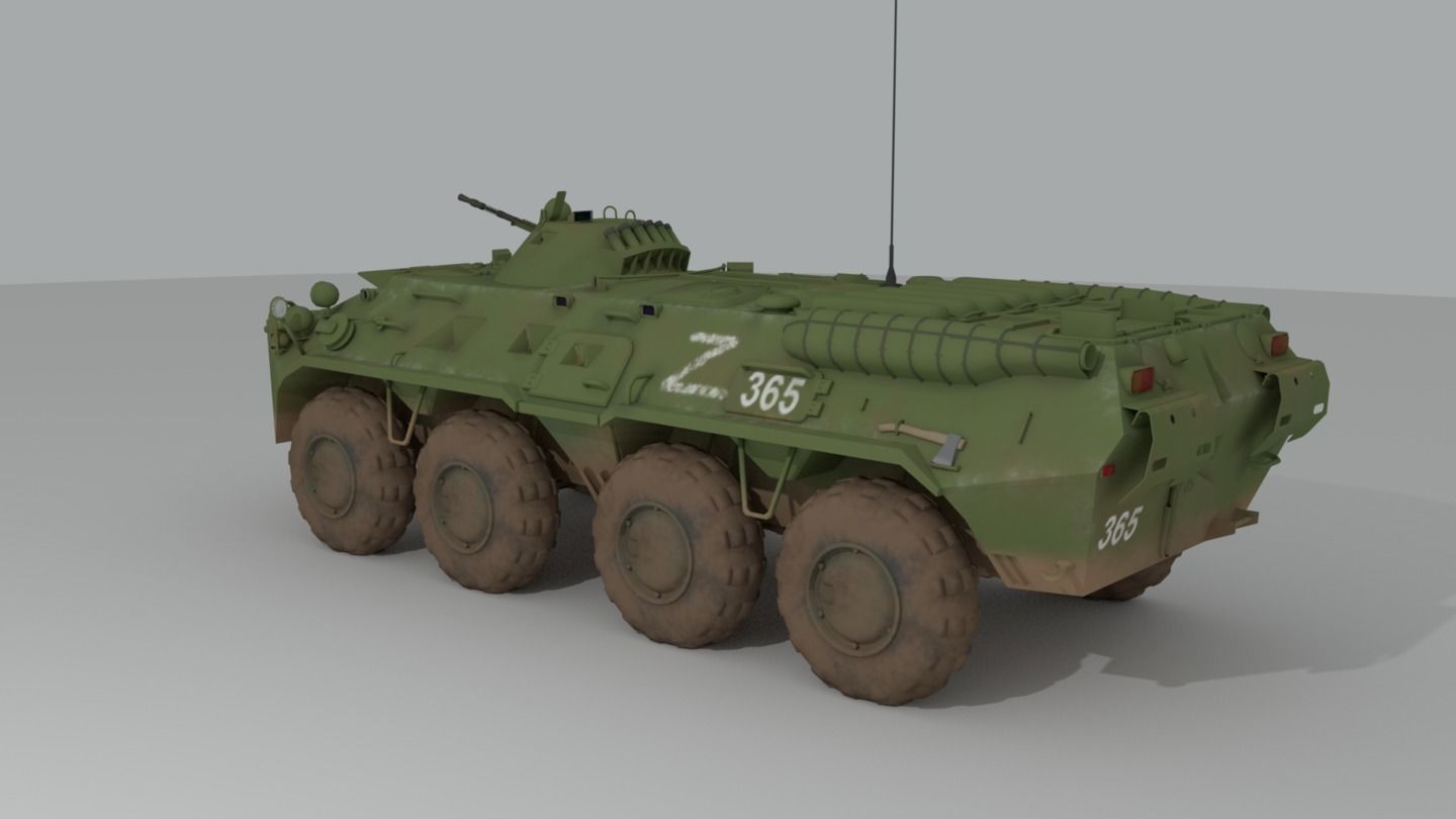 BTR-80  APC  Ukrainian and Russian Vehicle 3D model_2