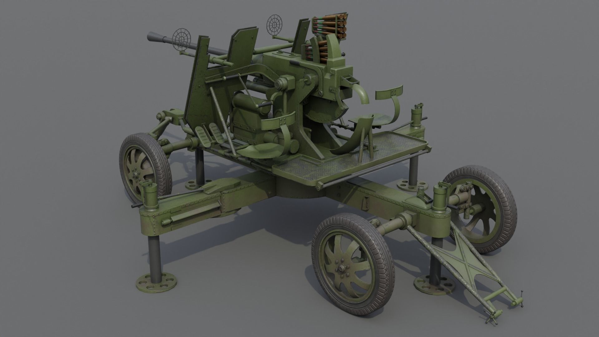 Bofors 40 mm Automatic Gun L-60 Low-poly 3D model_5