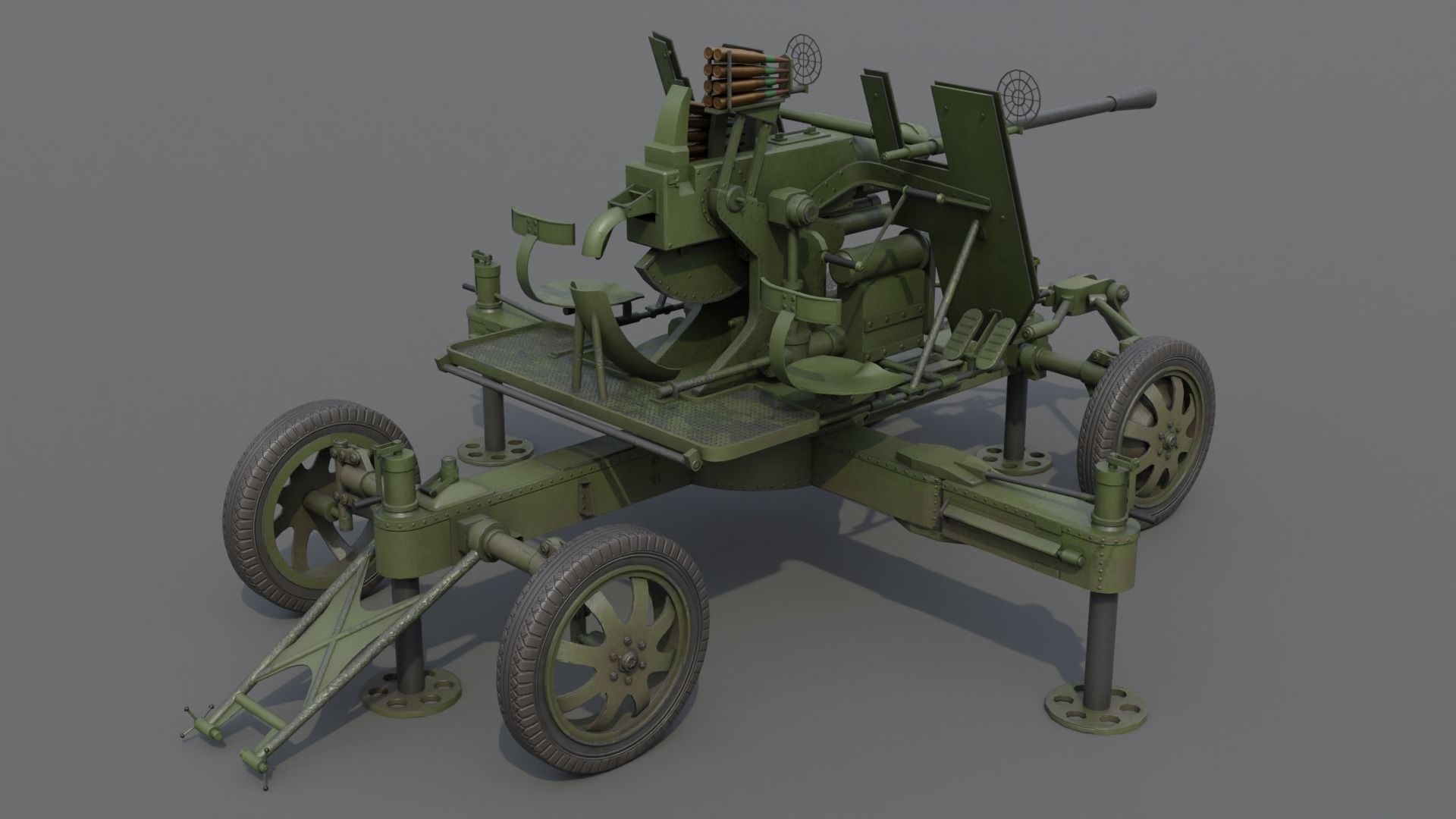 Bofors 40 mm Automatic Gun L-60 Low-poly 3D model_4