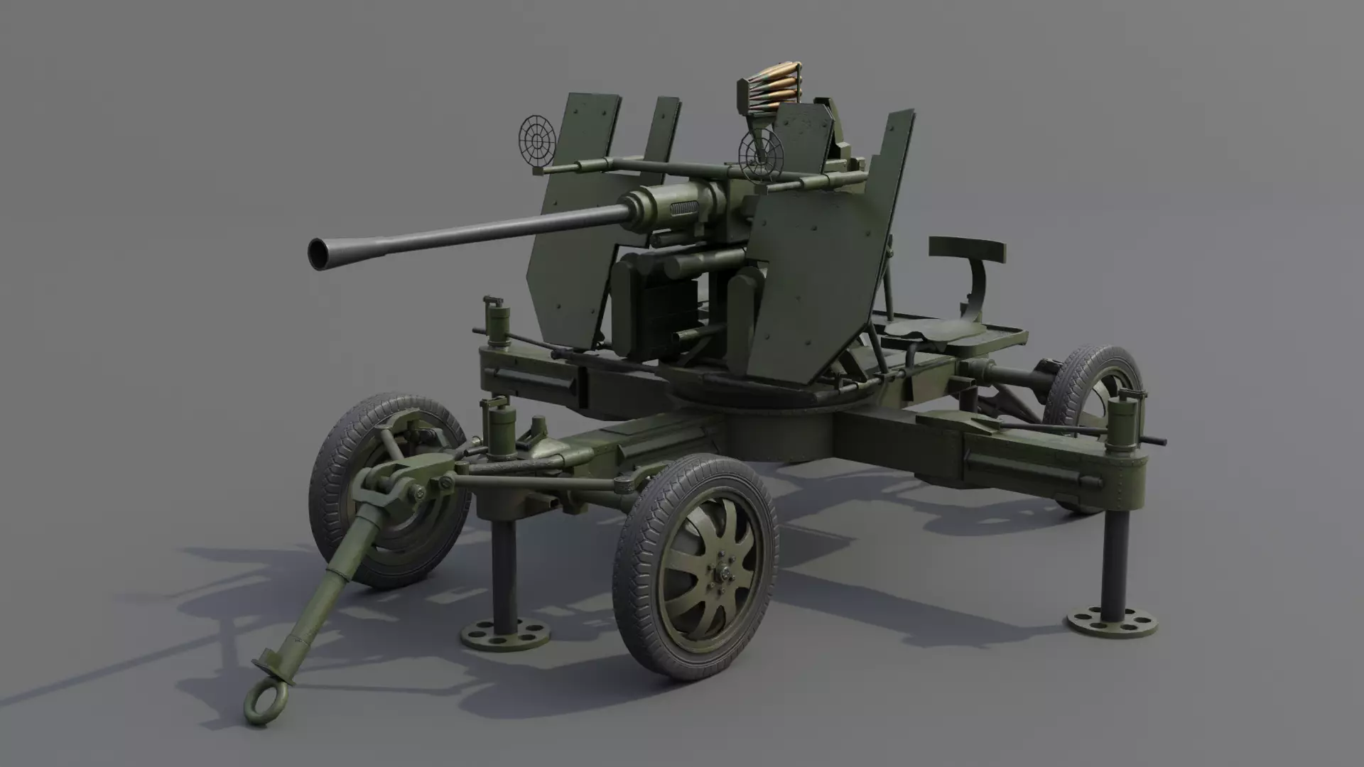 Bofors 40 mm Automatic Gun L-60 Low-poly 3D model_0
