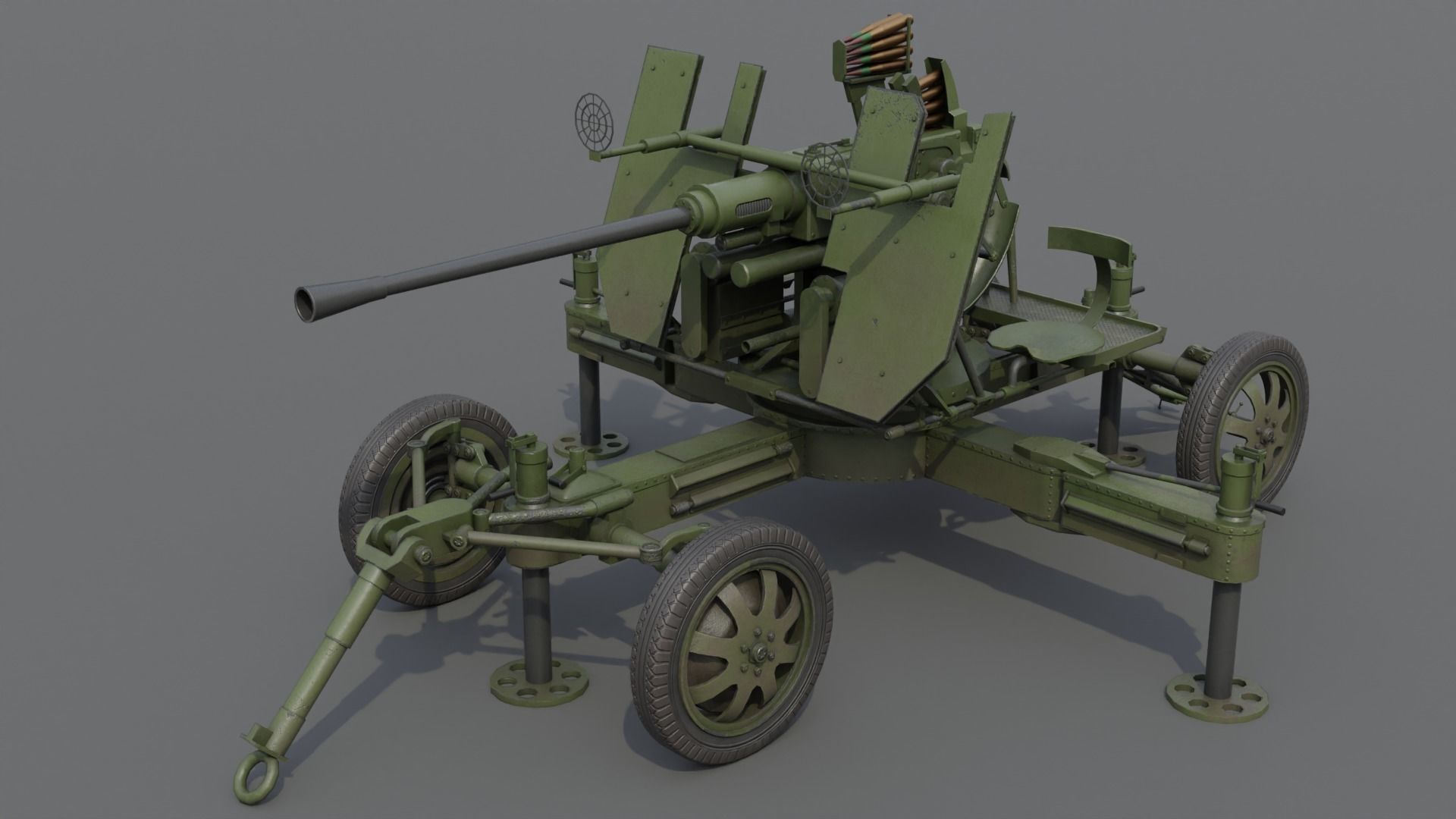 Bofors 40 mm Automatic Gun L-60 Low-poly 3D model_2